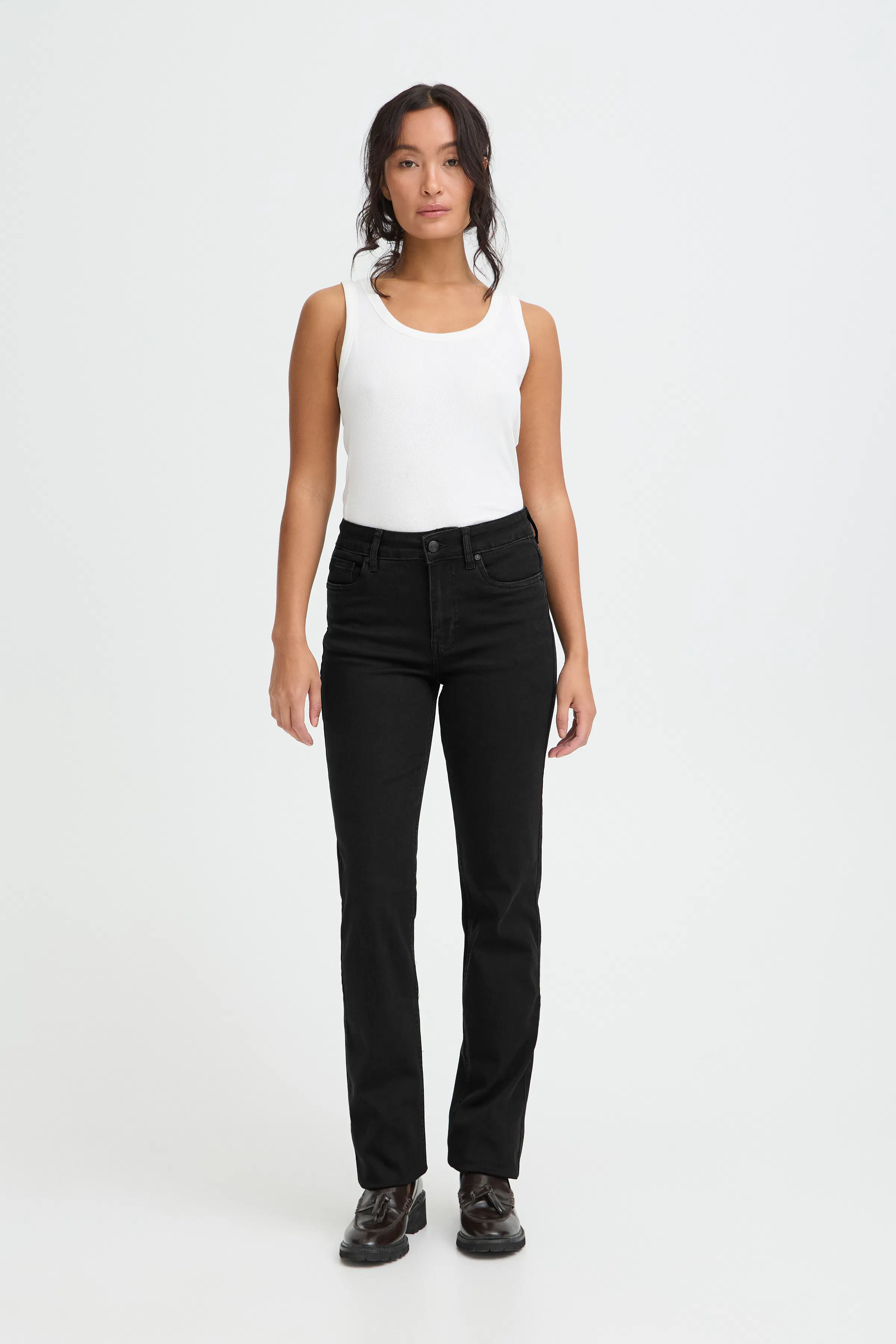 PZSUZY HW Curved Jeans Skinny leg in un-washed denim / blue cotton