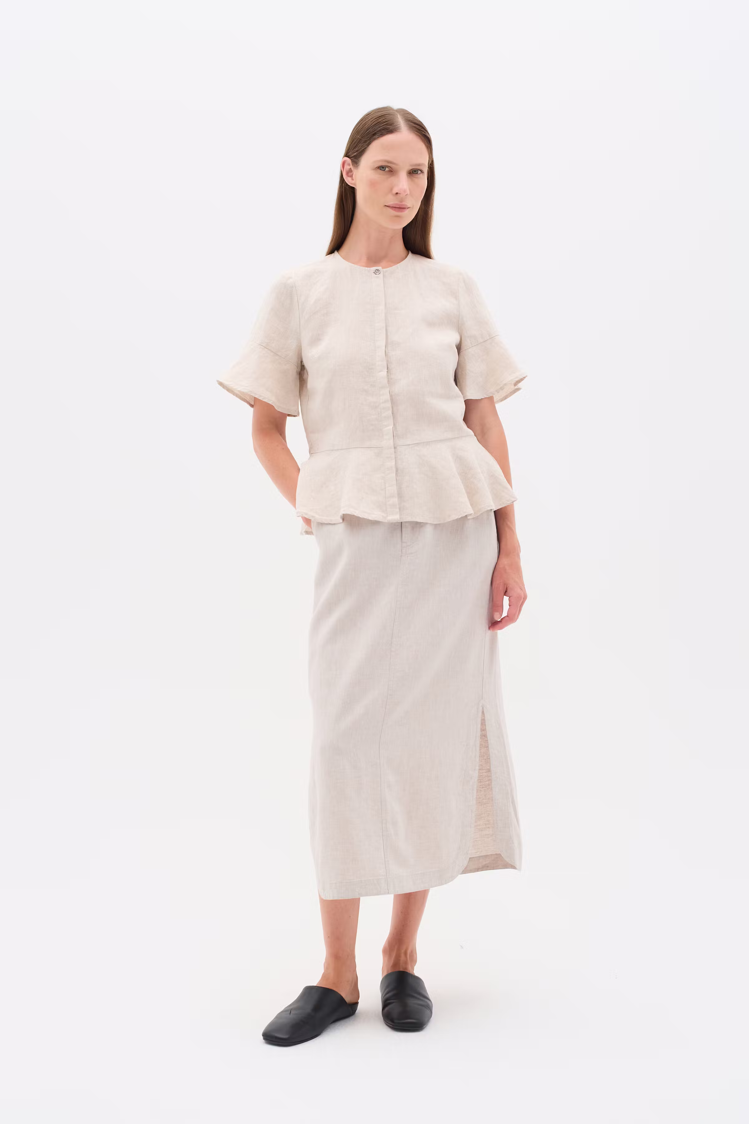 RimoneIW Linen Skirt LOOKBOOK FRONT 30110364-1304031