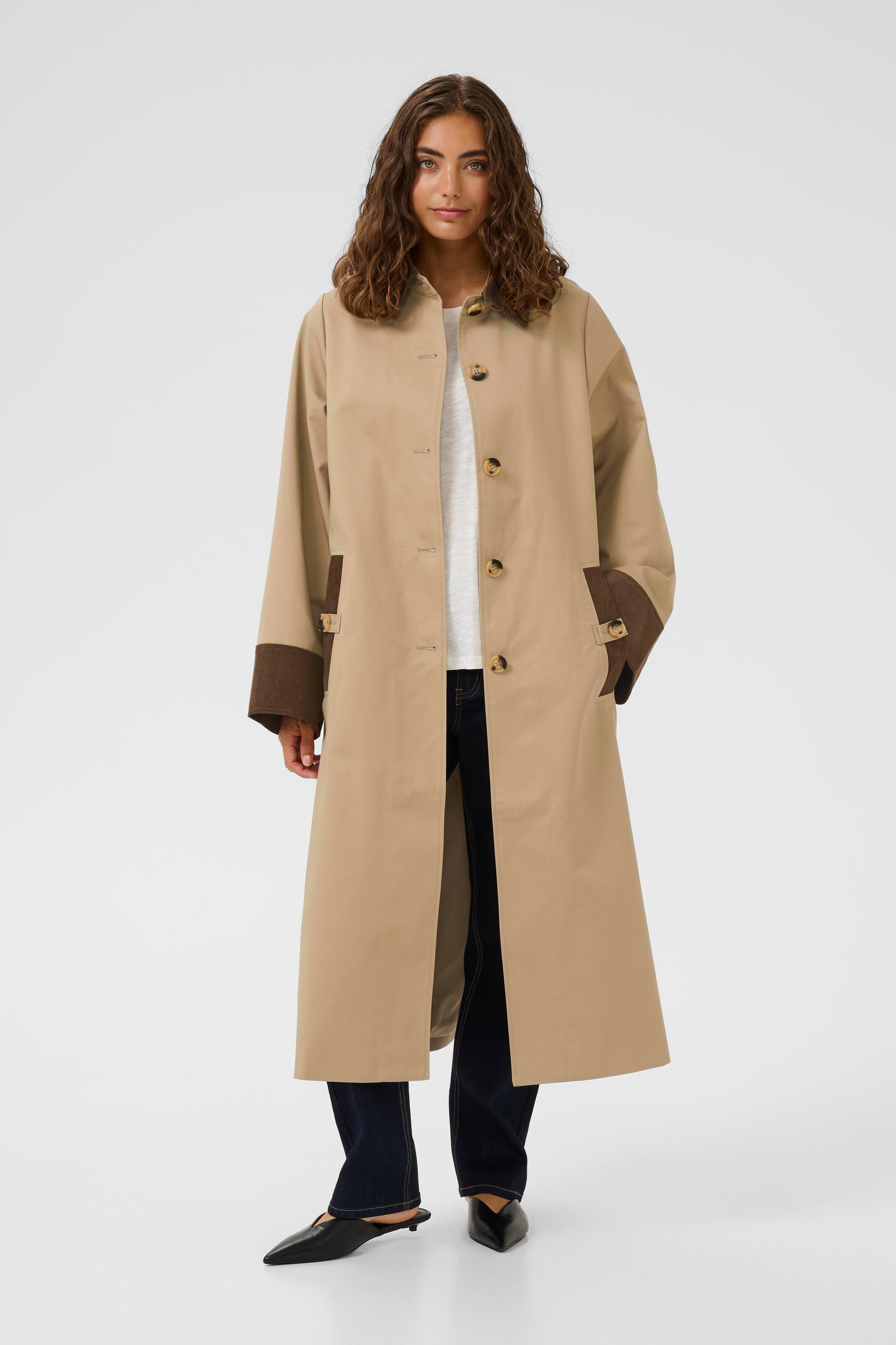 CUsasha Trenchcoat met corduroy details LOOKBOOK FRONT 50112574-171009