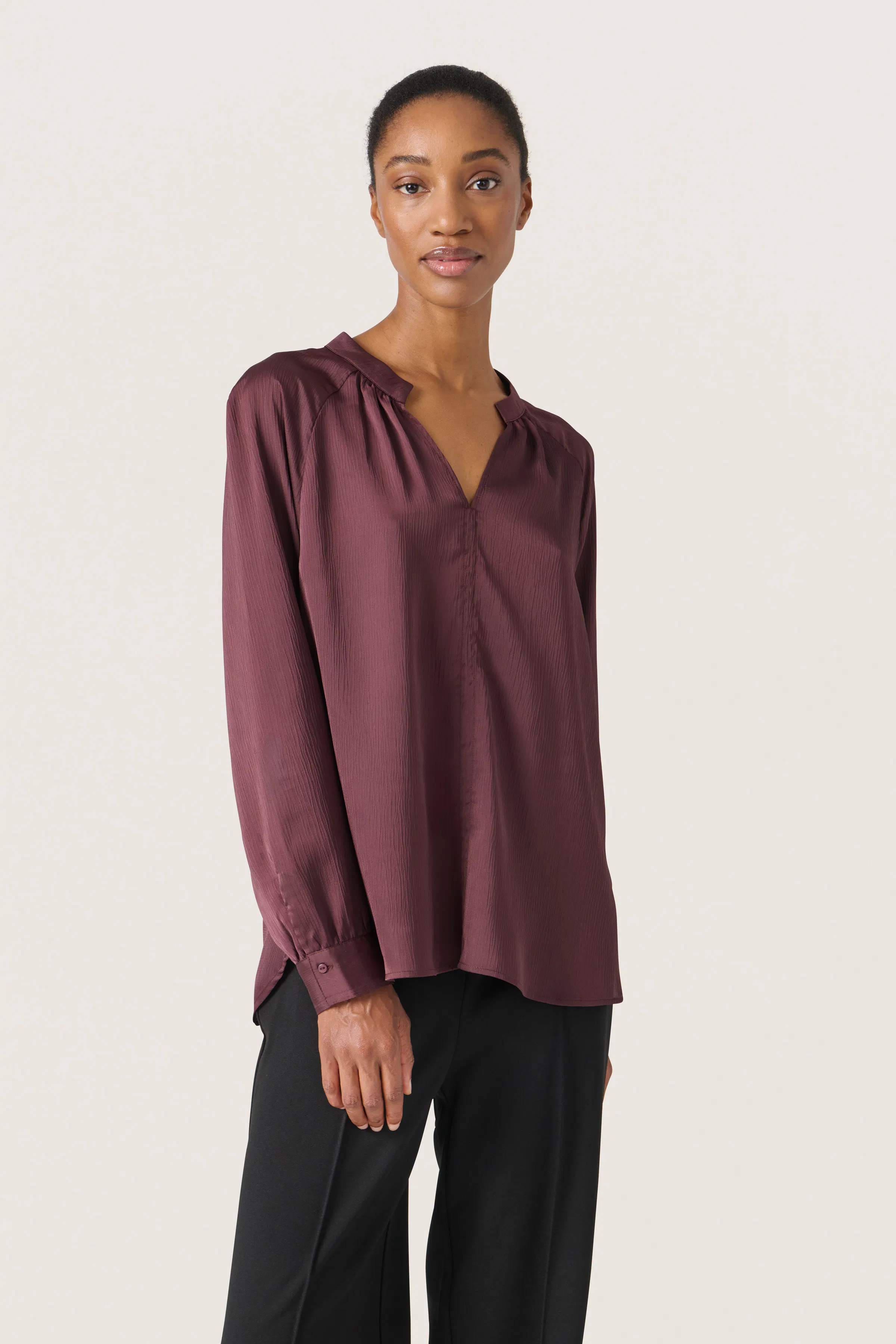 SLClara Blouse in morel / grey viscose