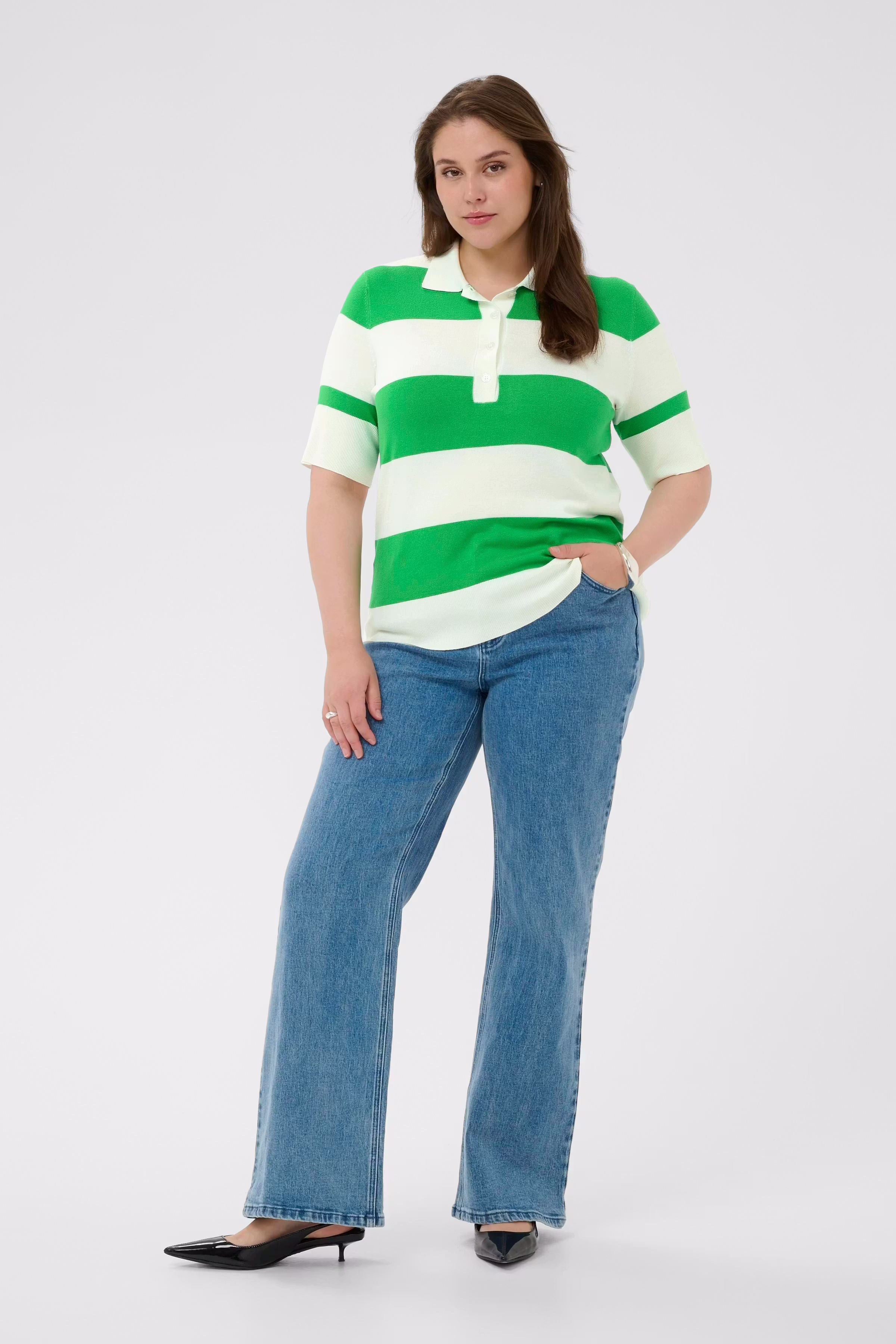 KClizzy Stribet Poloshirt LOOKBOOK FRONT 10583275-109164