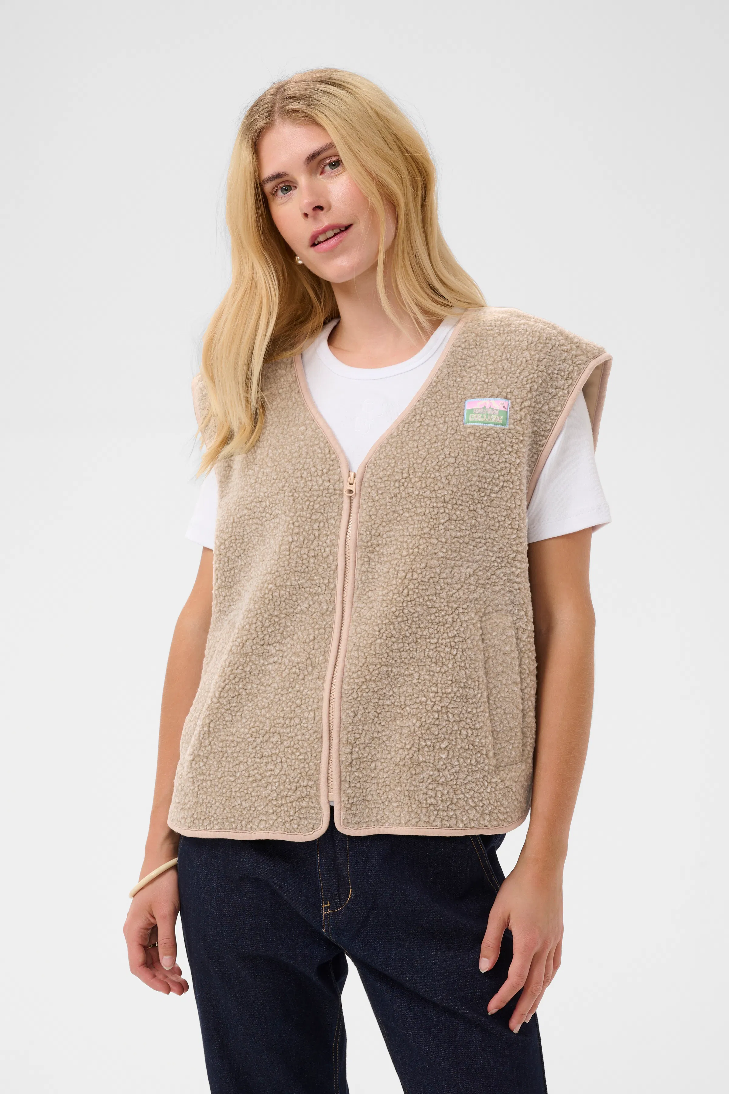 CUtally Teddy fleece jacket in olive night / green polyester