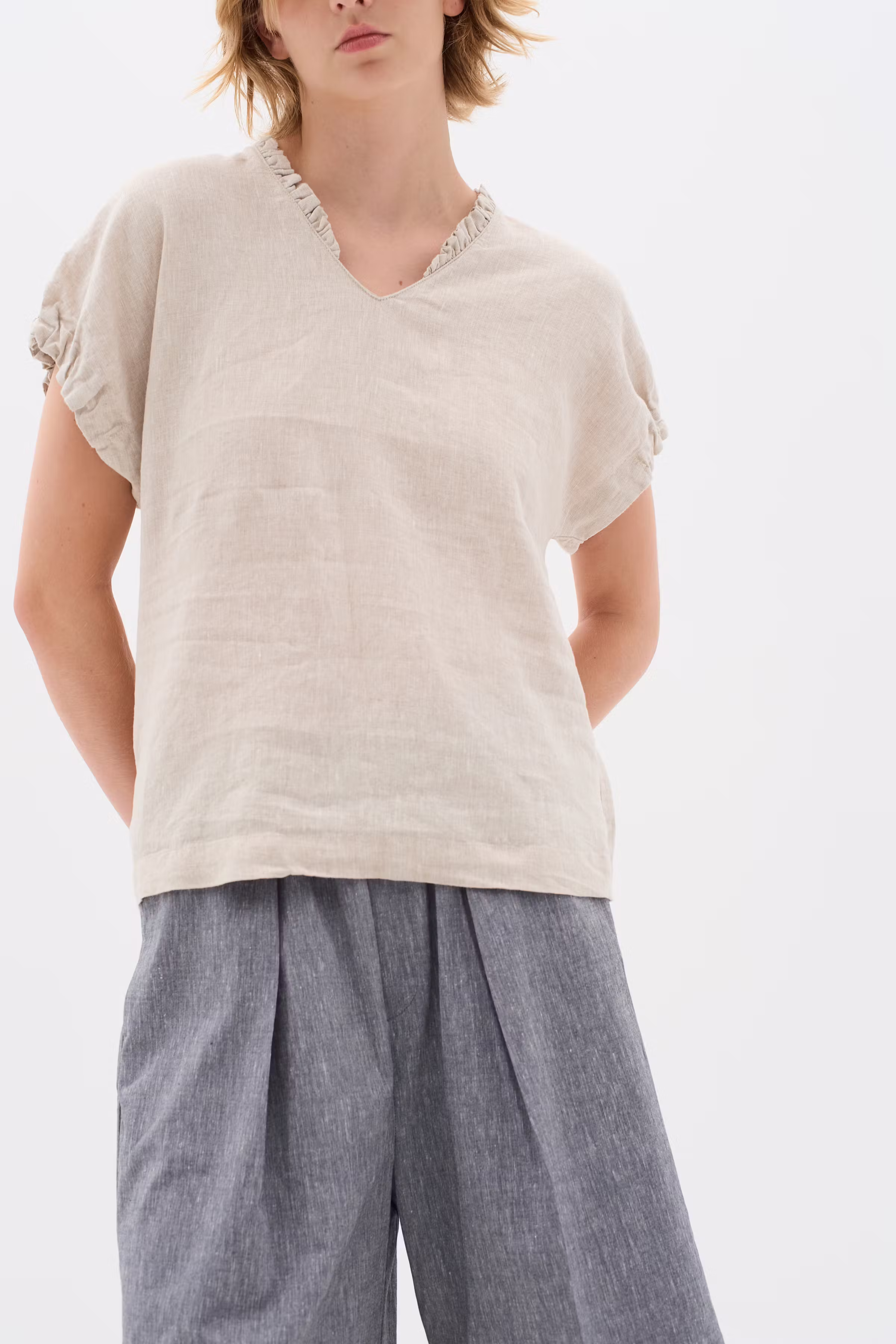 RigittaIW Hør Top LOOKBOOK FRONT 30110342-1304031