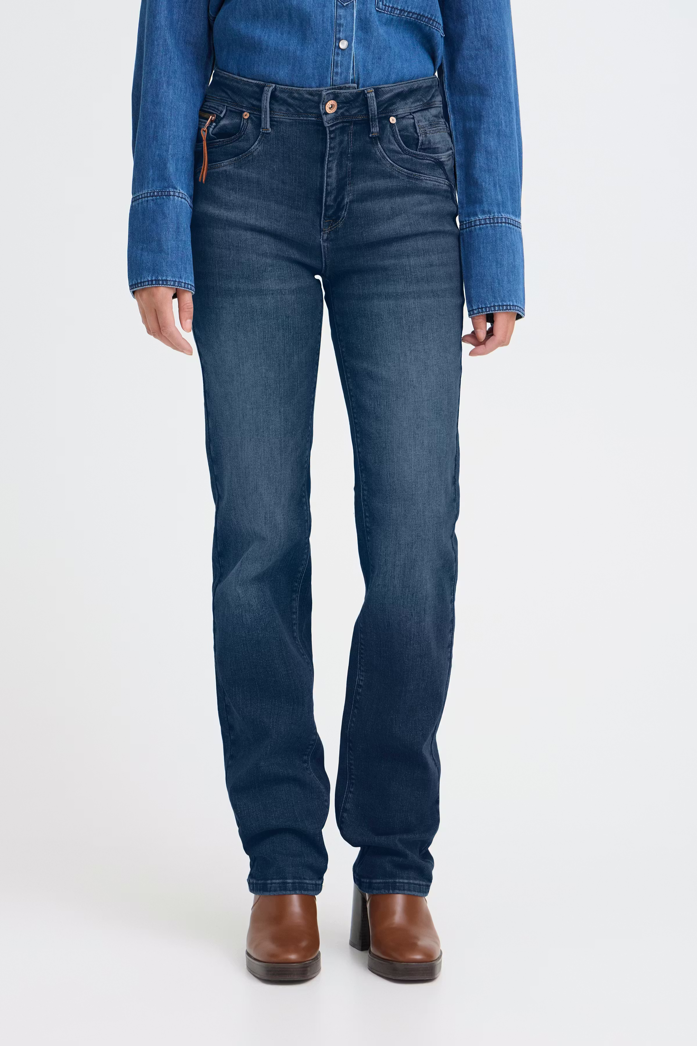 PZKAROLINA HW Jeans Straight Leg LOOKBOOK FRONT 50205580-200005