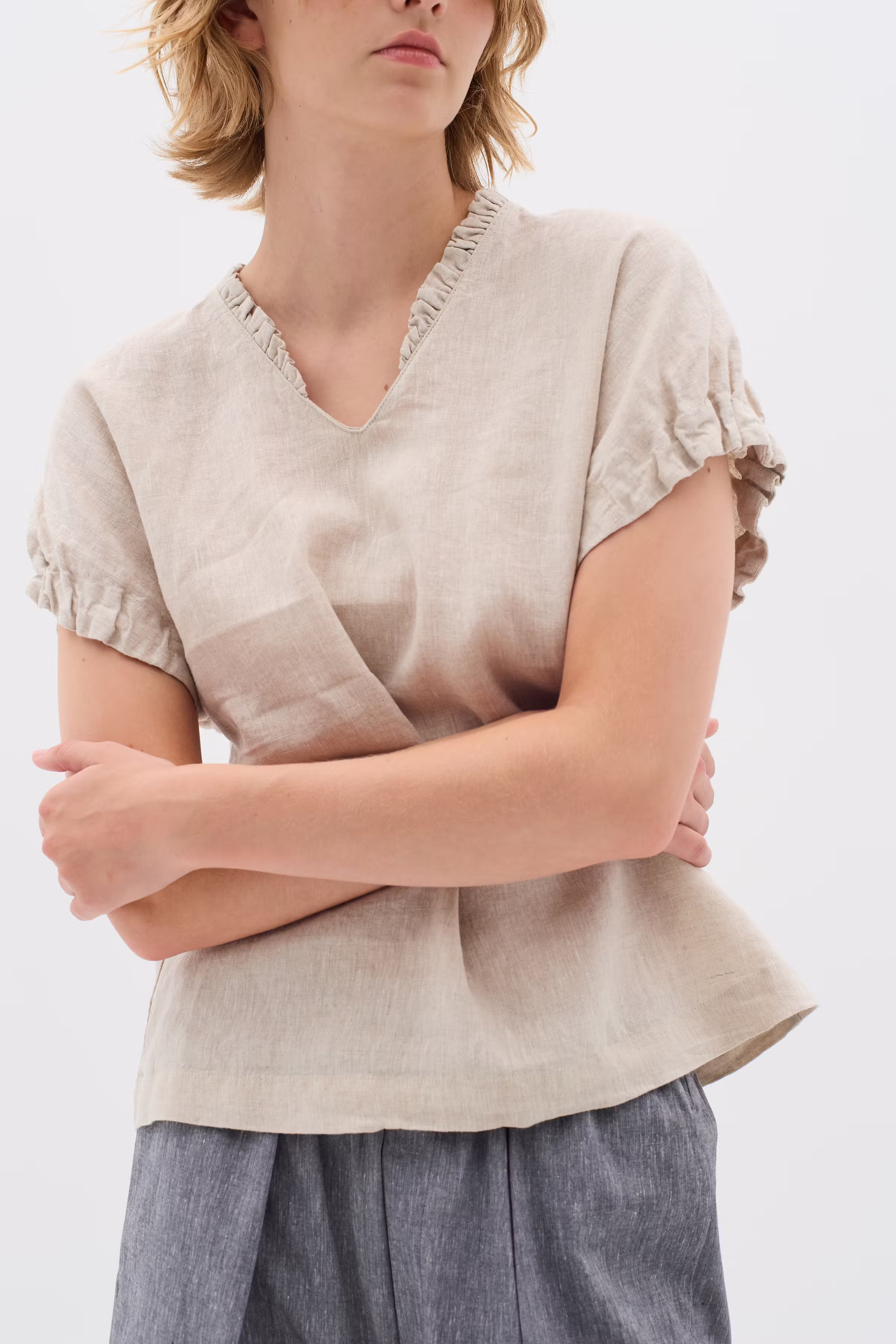 RigittaIW Hør Top LOOKBOOK FRONT 30110342-1304031