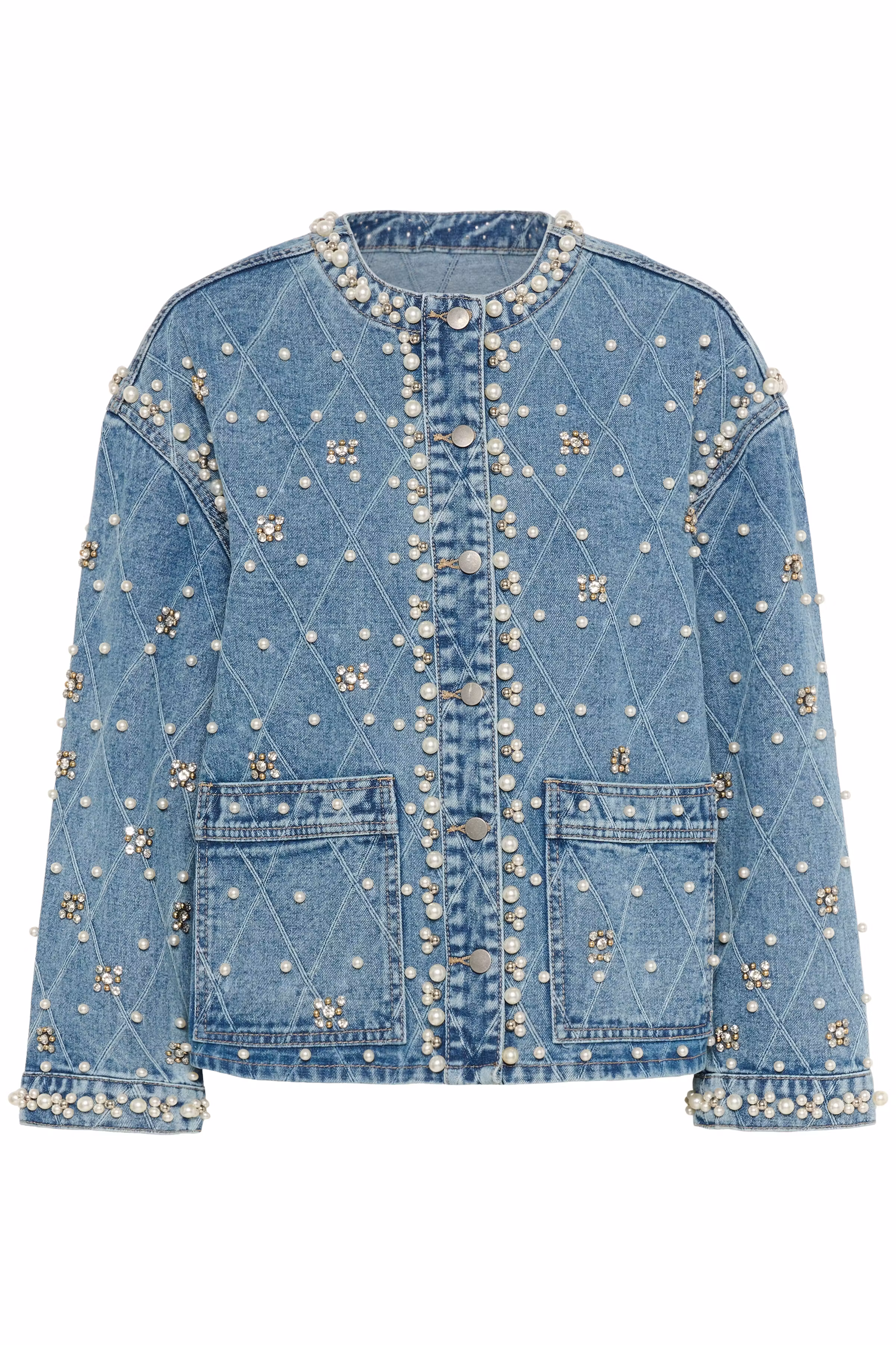 CUalys Denim jacket with pearls PACK FRONT 50112279-500027