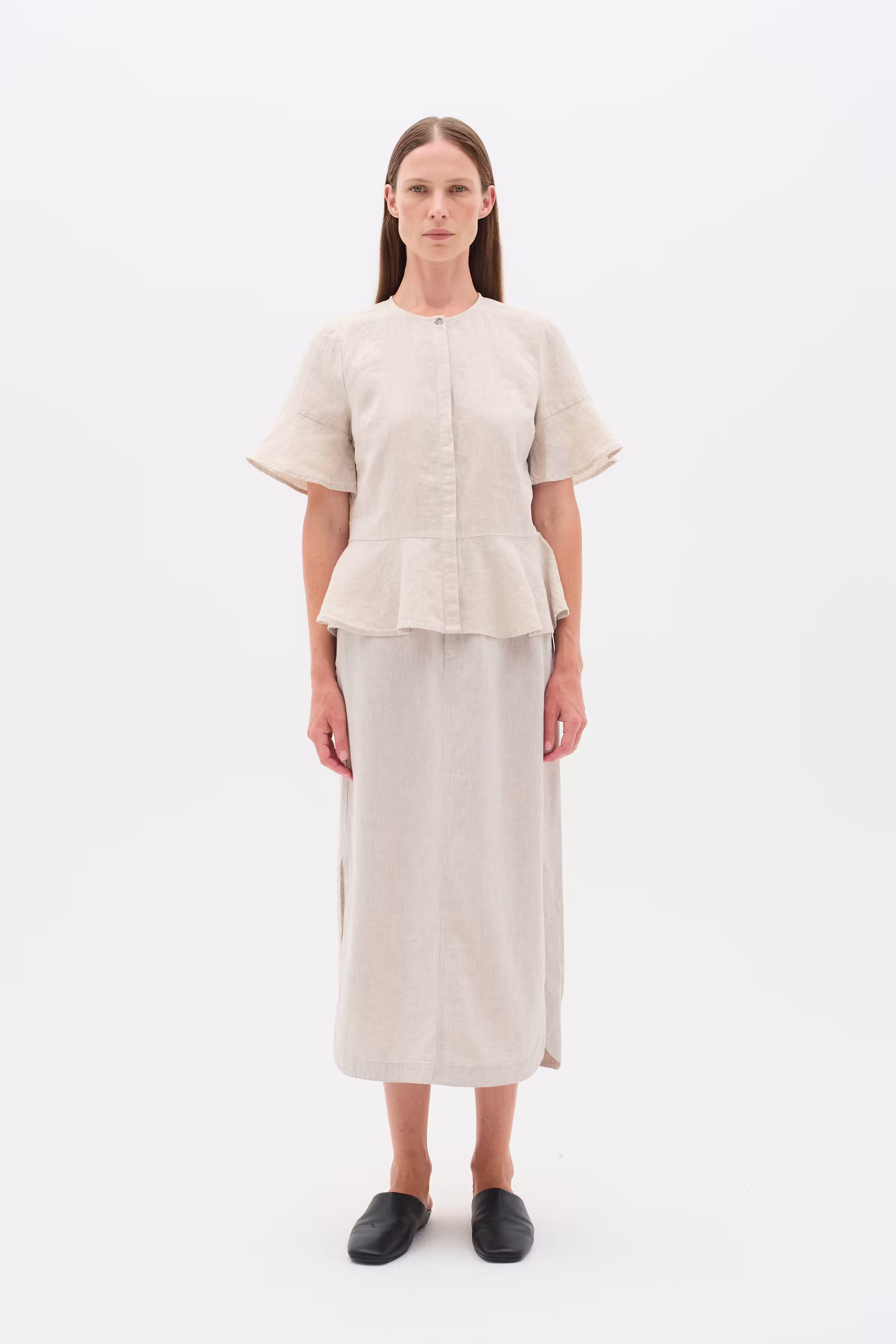 RimoneIW Linen Skirt LOOKBOOK FRONT 30110364-1304031