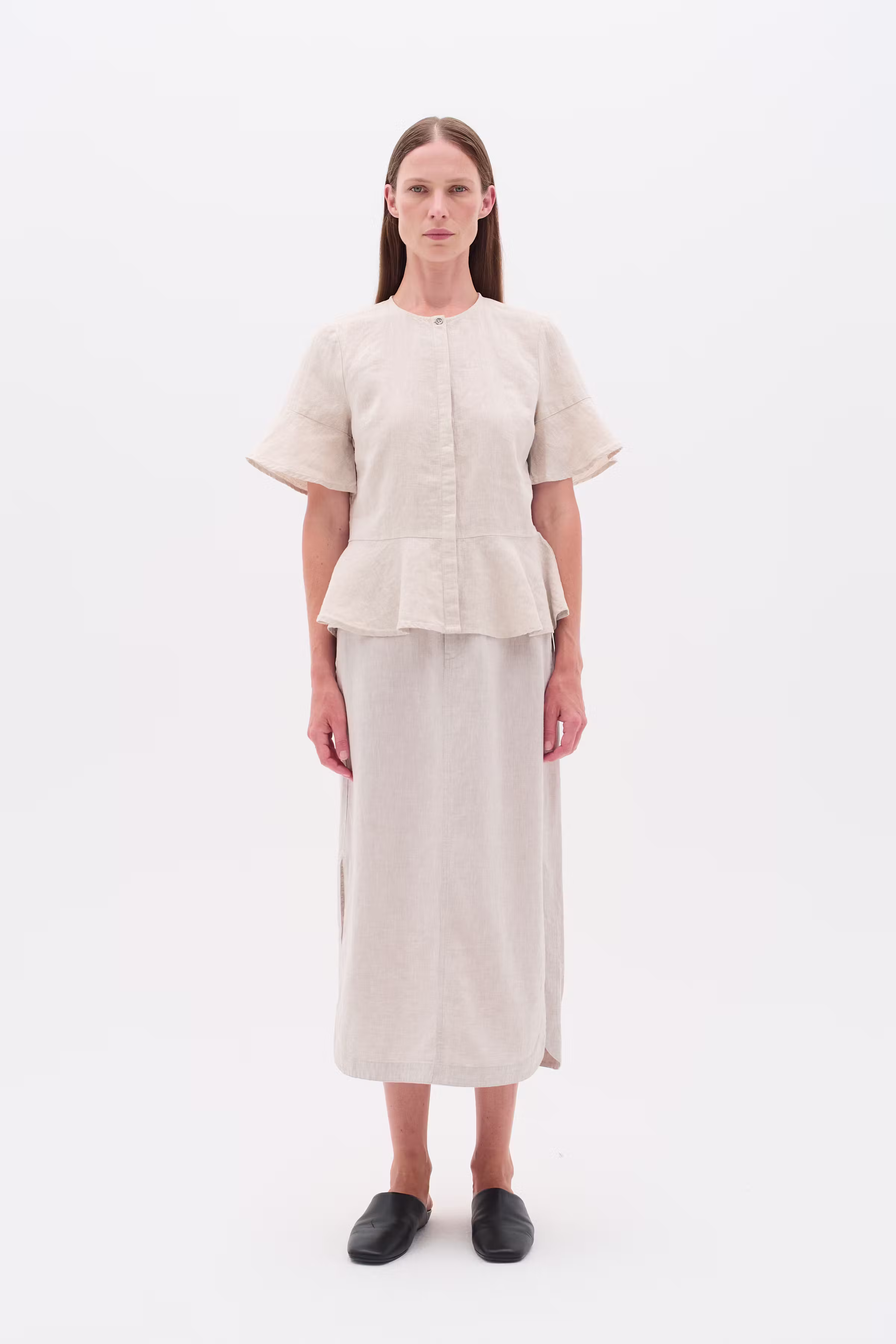 RimoneIW Linen Skirt LOOKBOOK FRONT 30110364-1304031