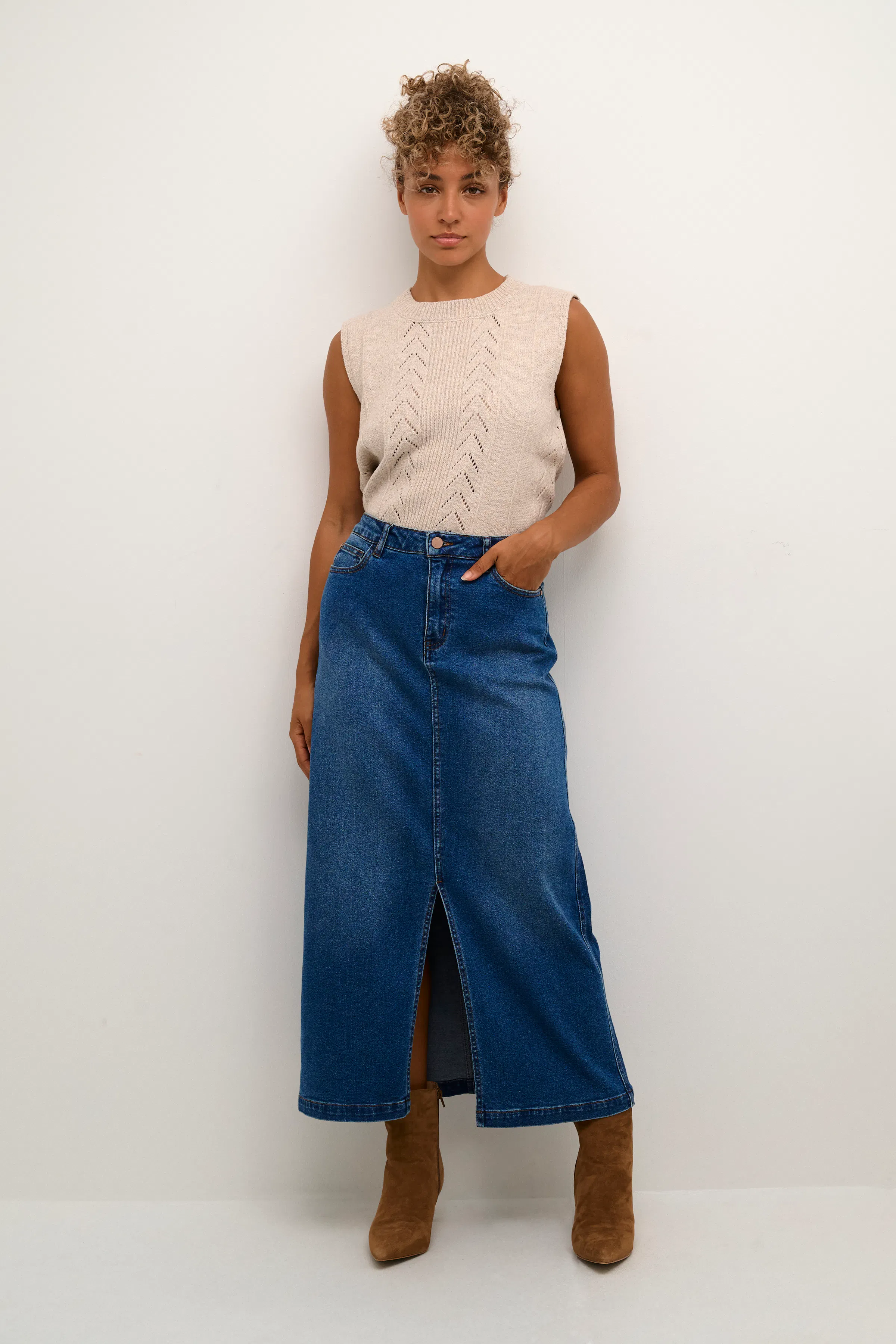 CREbba Denim kjol LOOKBOOK FRONT 10612261-105701
