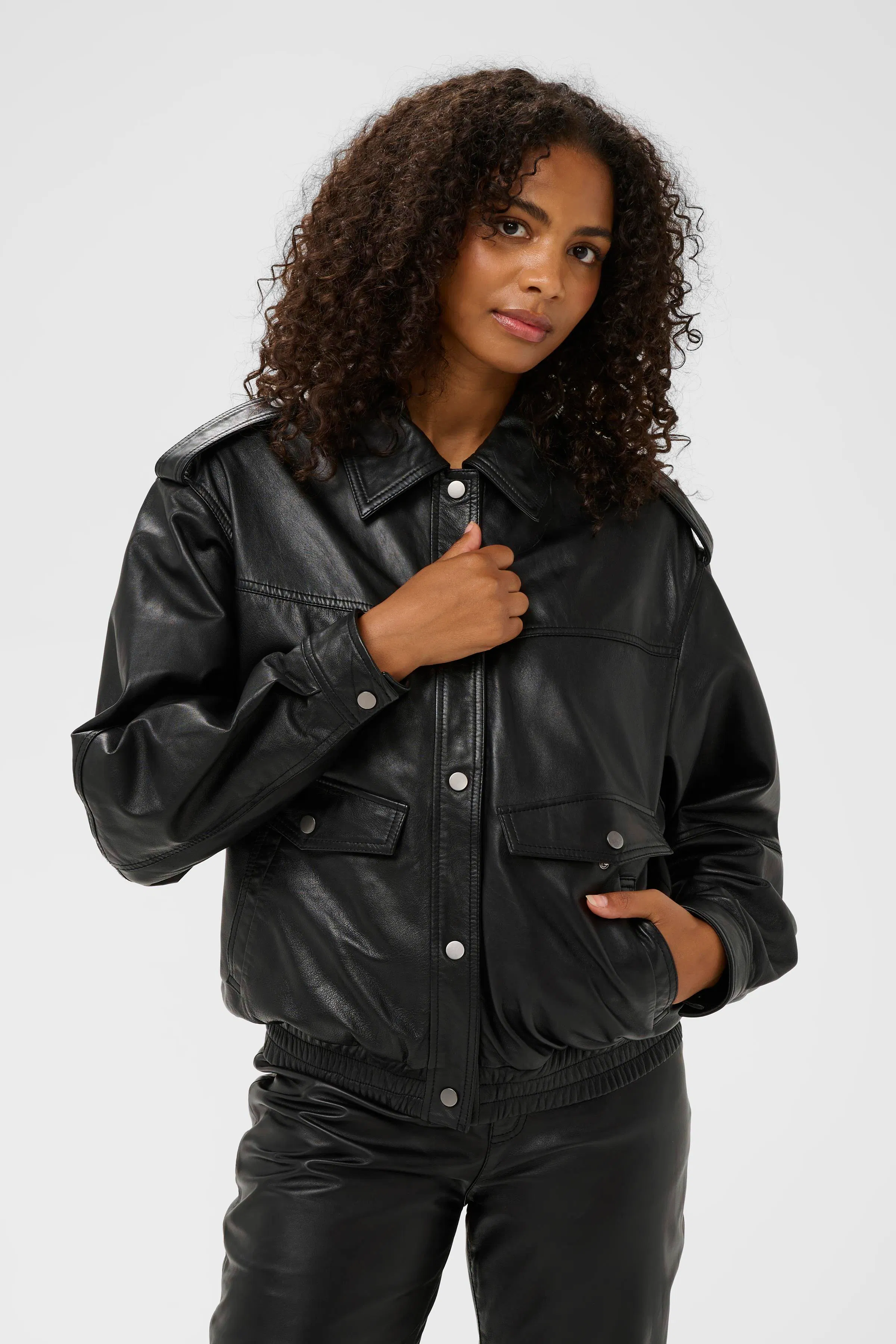 ジャケット・アウター French leather coat BLACK FrancesPW Outerwear in black leather | BON'A PARTE