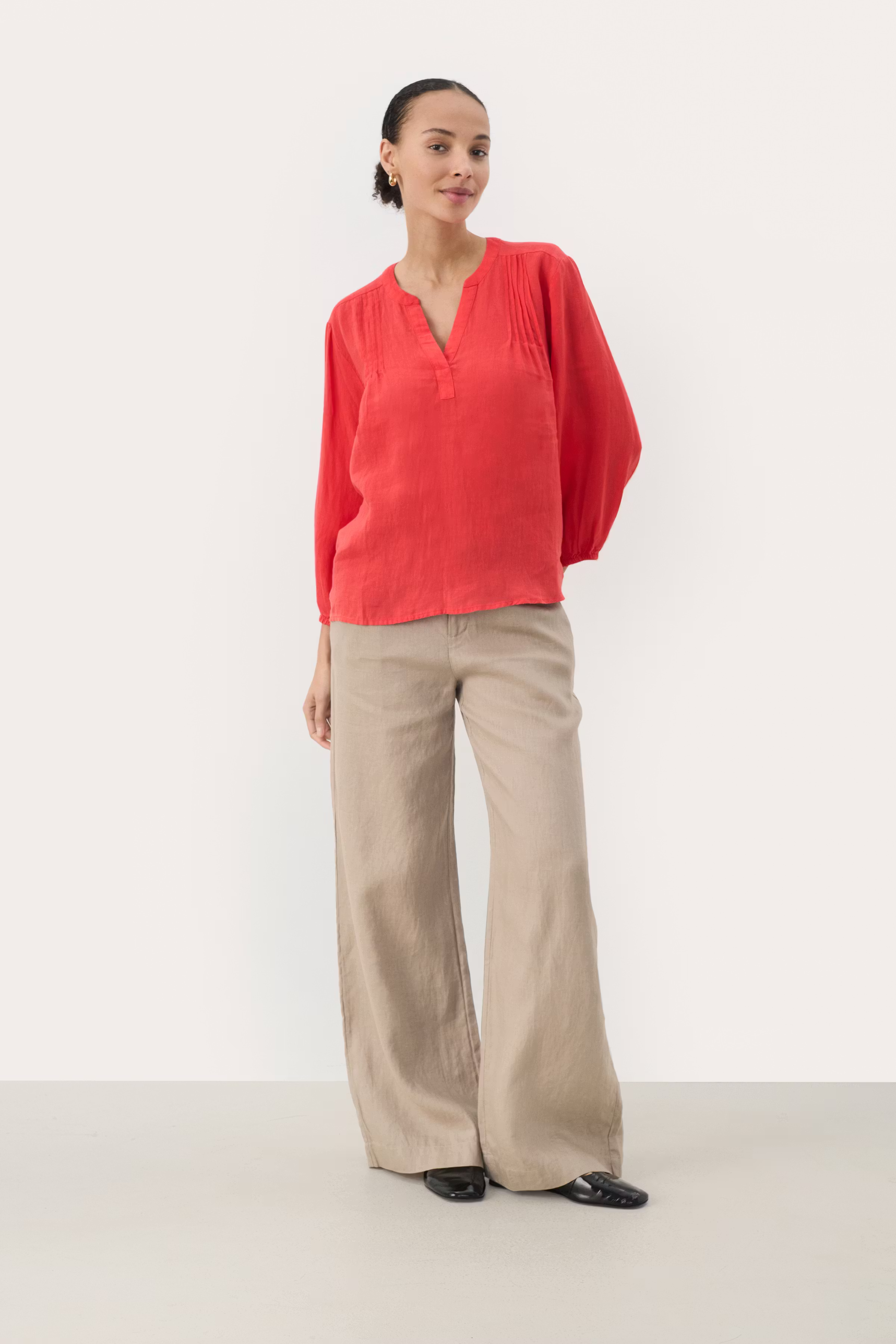 NyaraPW Leinen Bluse LOOKBOOK FRONT 30309410-171663