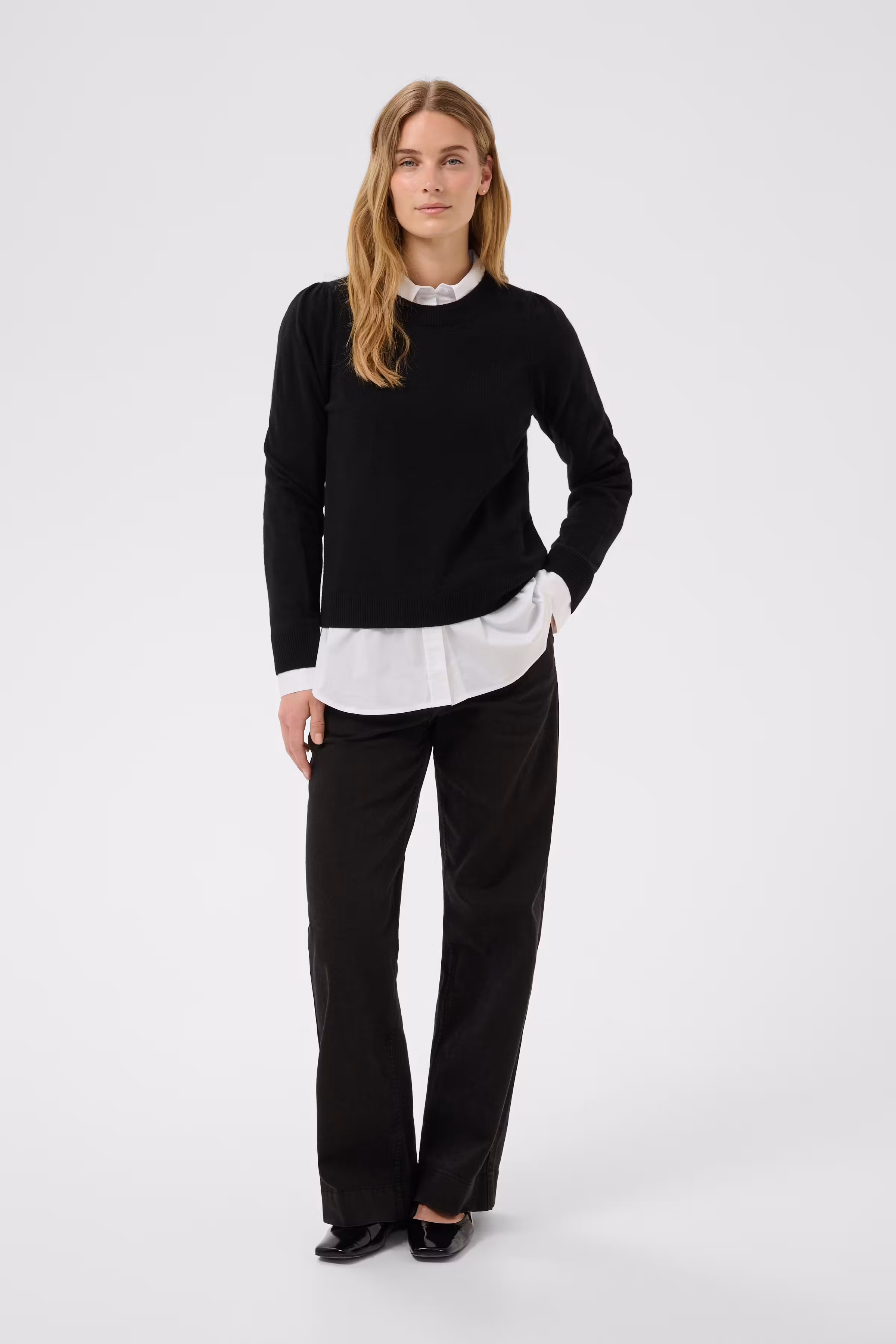 EvinaPW Cashmere striktrøje LOOKBOOK FRONT 30307337-194008