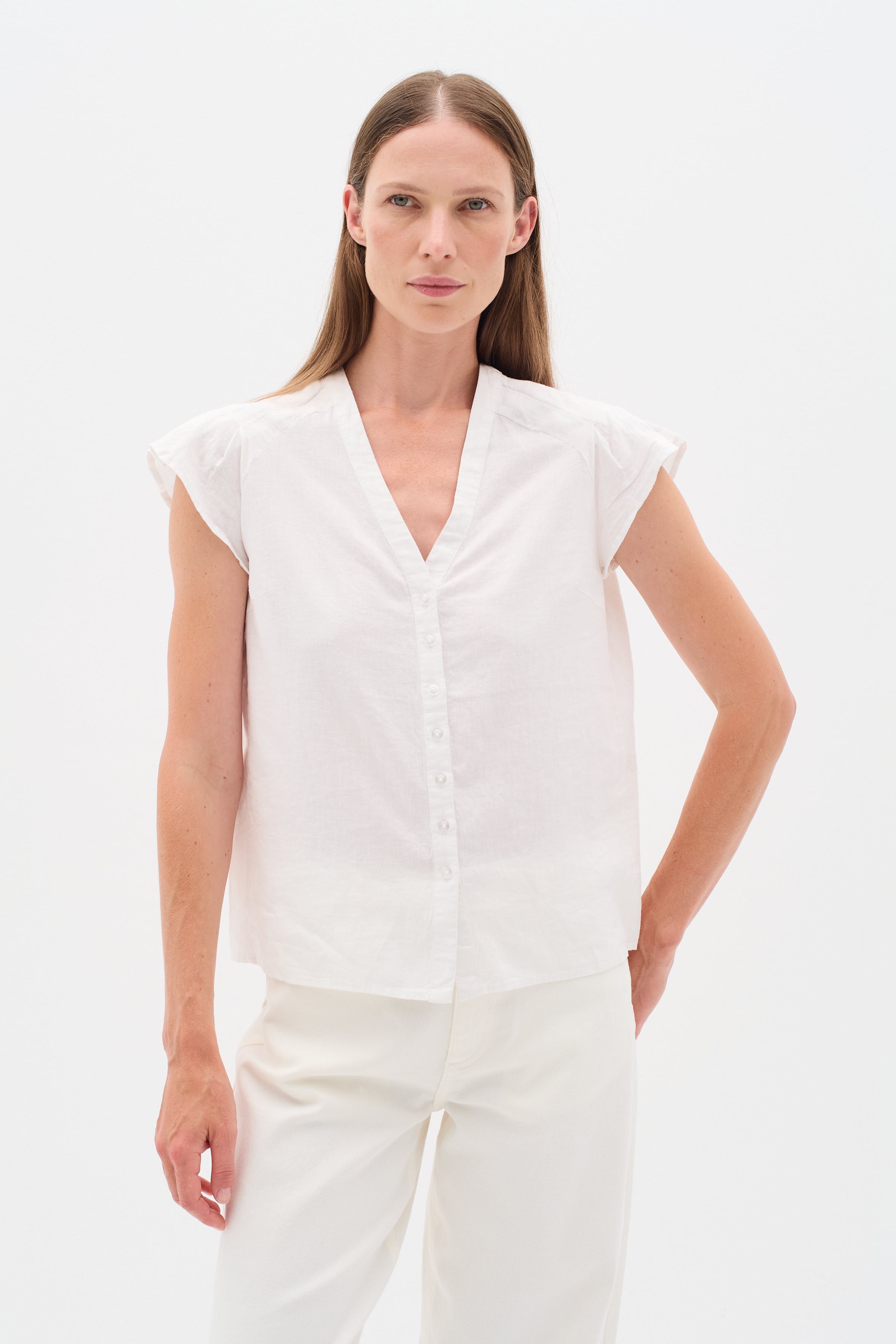 FaridaIW Linnen Top LOOKBOOK FRONT 30110435-300001