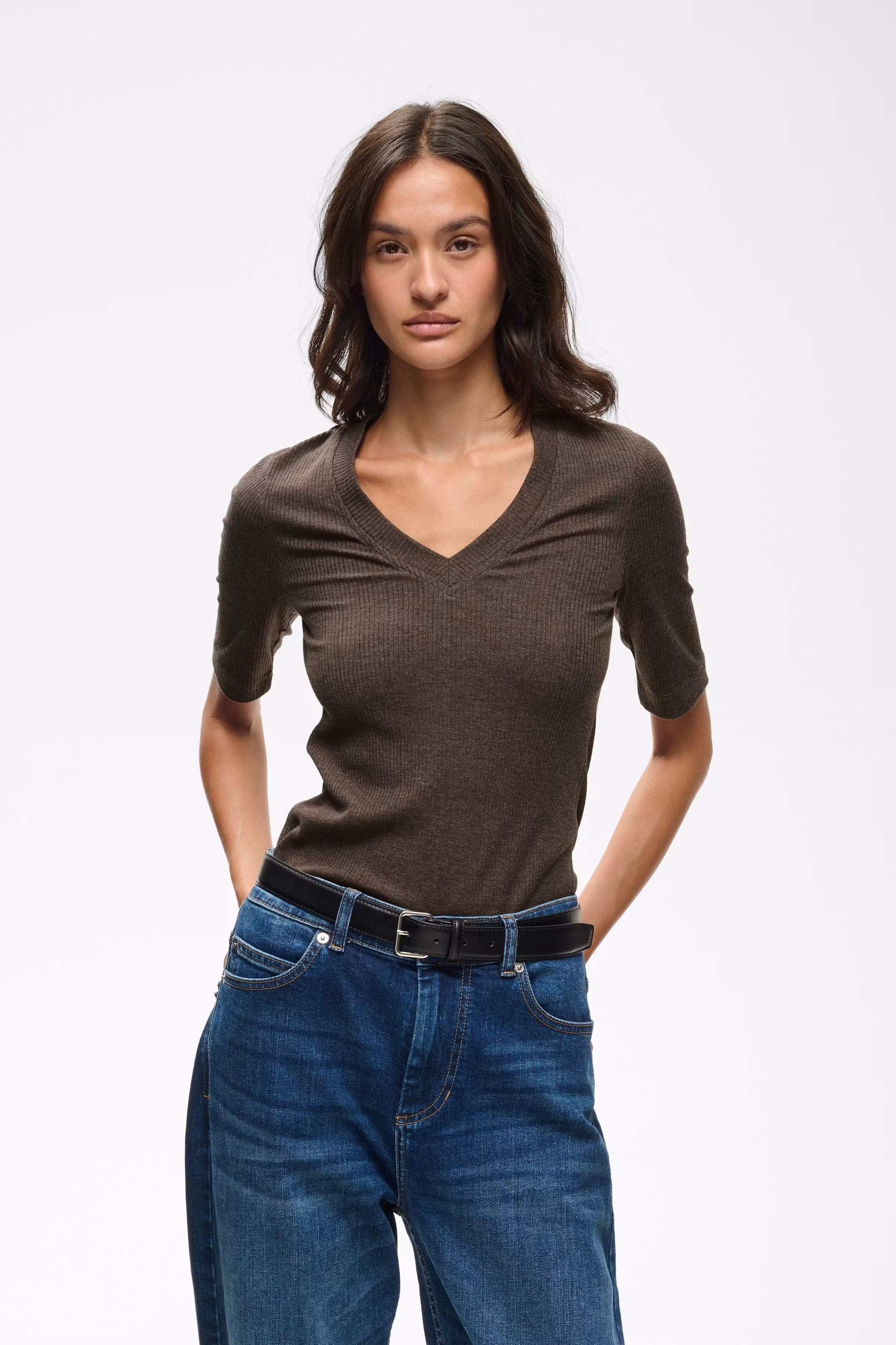 DagnaIW Melange V T-shirt LOOKBOOK FRONT 30106865-1911091