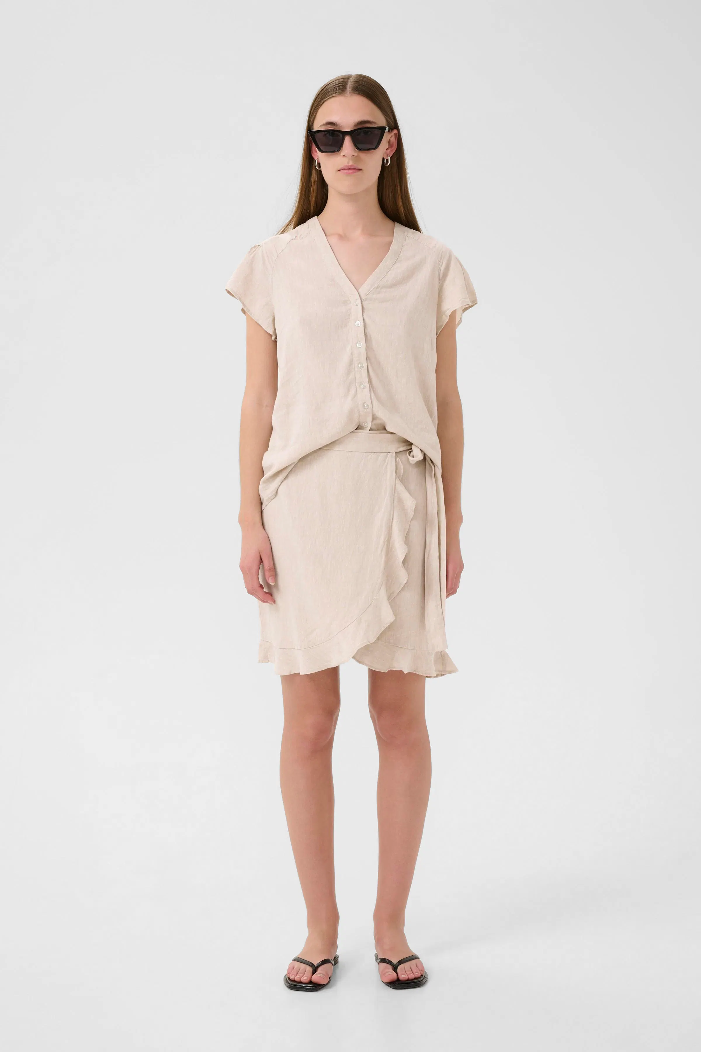 FaridaIW Leinen Top LOOKBOOK FRONT 30110435-1304031