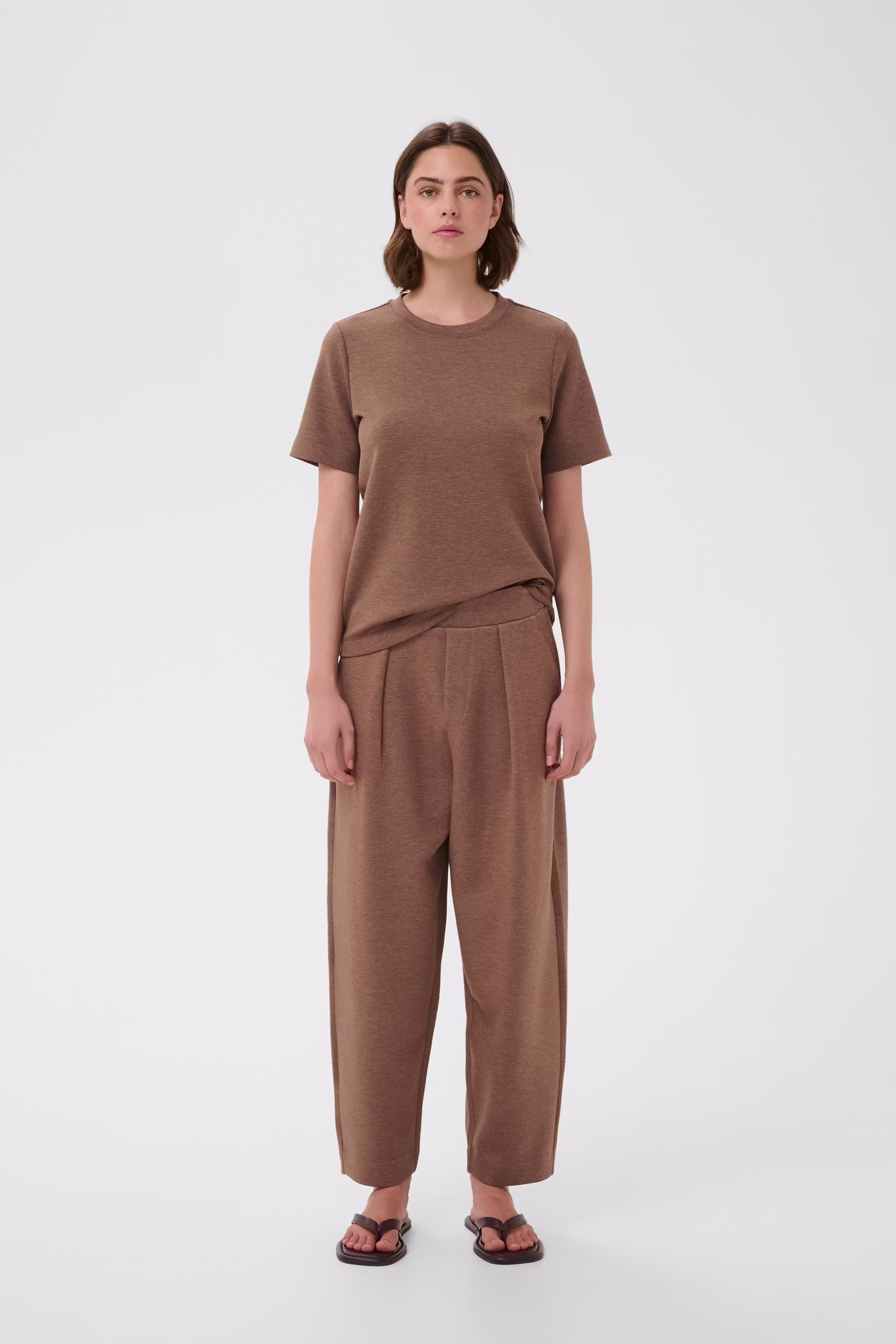 PannieIW Melange Barrel Trousers LOOKBOOK FRONT 30110151-1813071