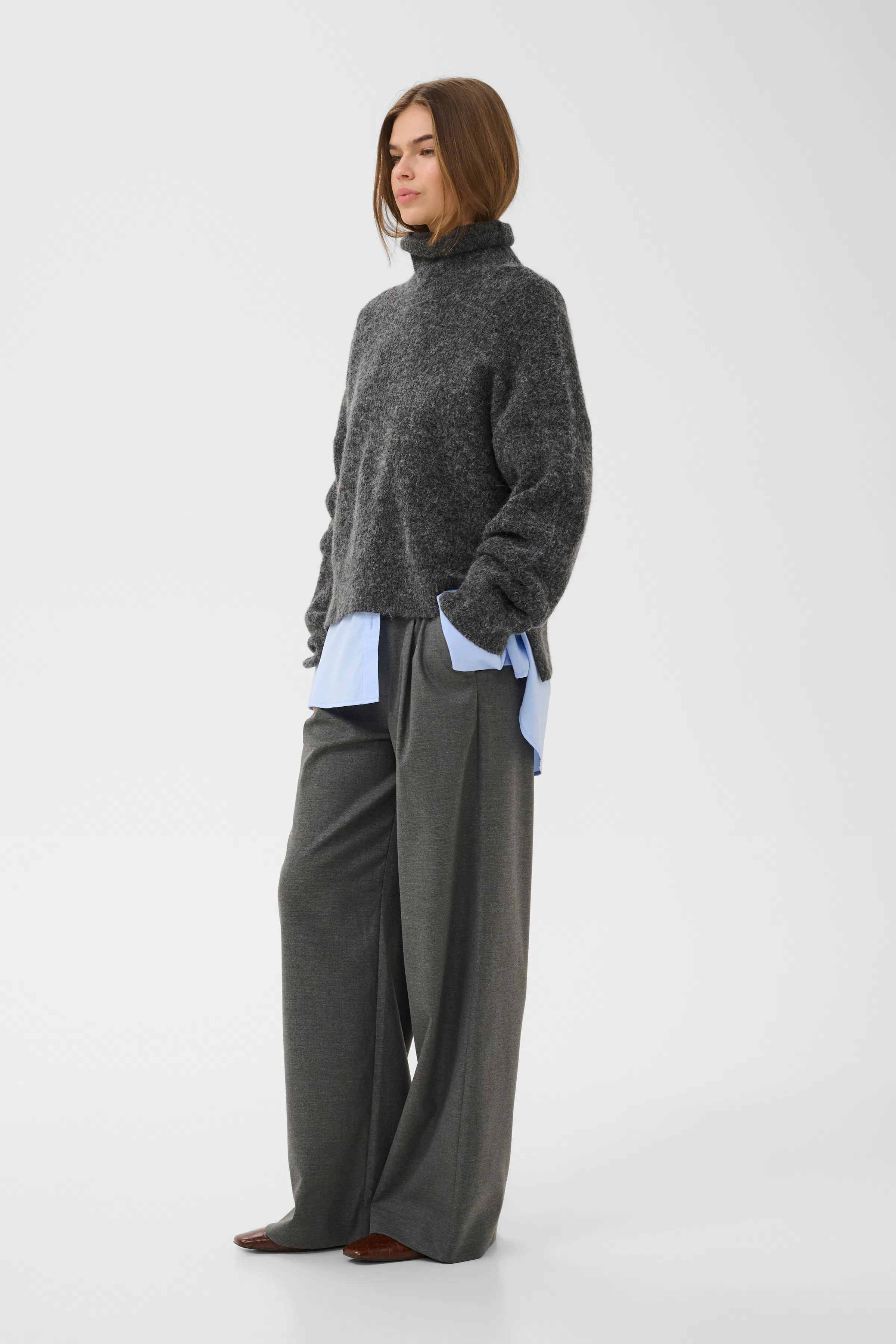 AlphaGZ Cardigan in light grey melange color