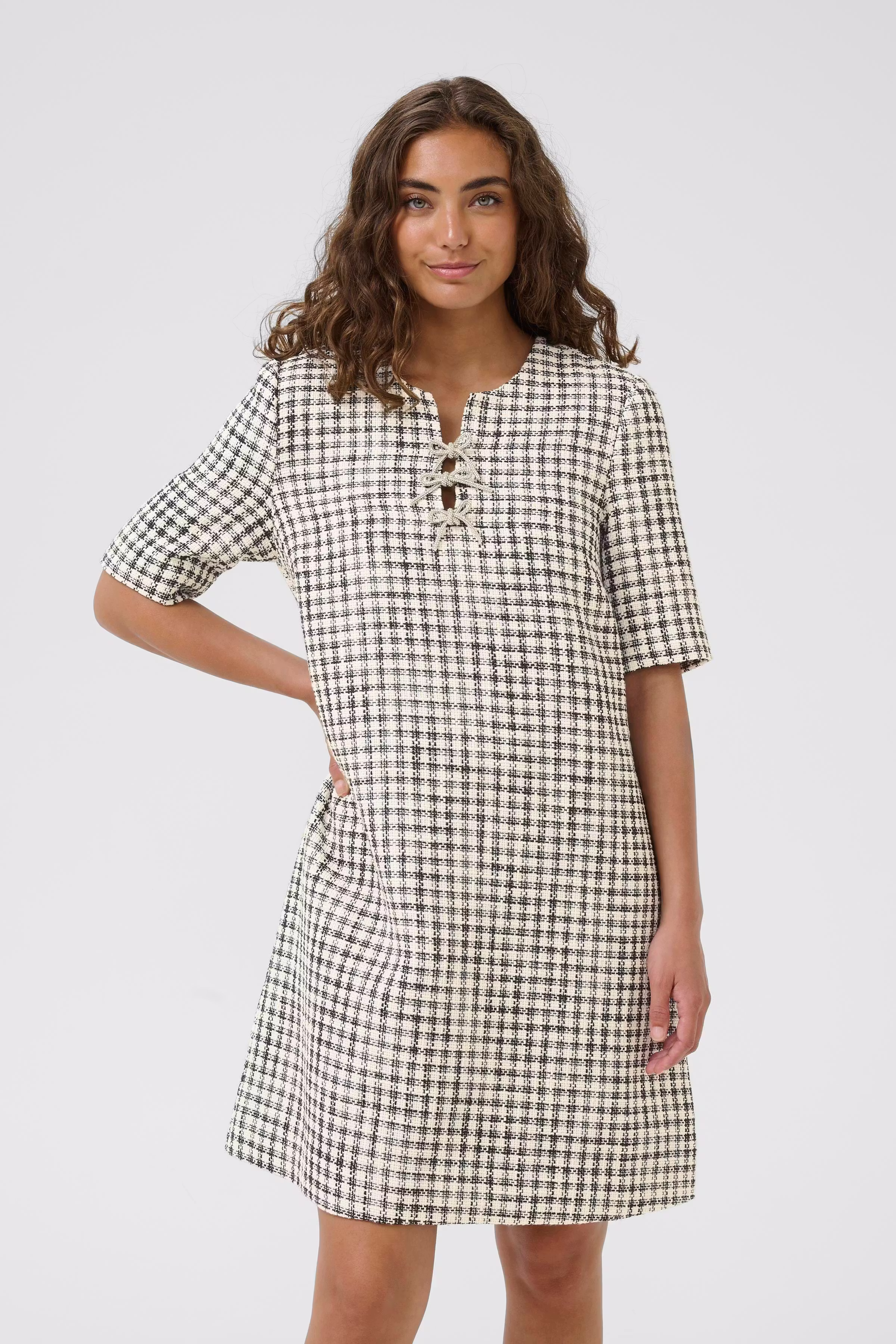 CUheaven Bouclé dress with bows LOOKBOOK FRONT 50112515-108698