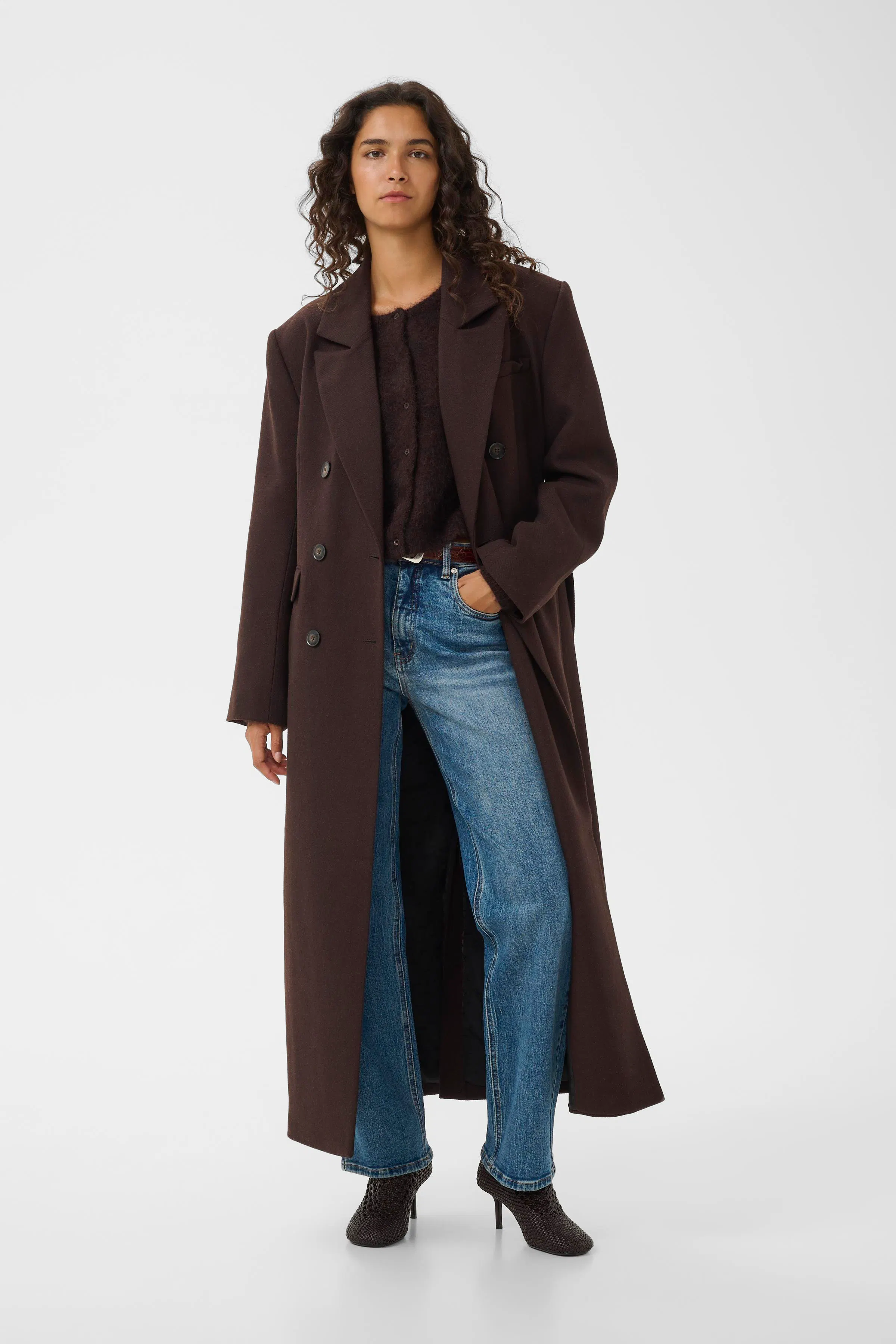 GZavic Long coat in herringbone black/grey colour