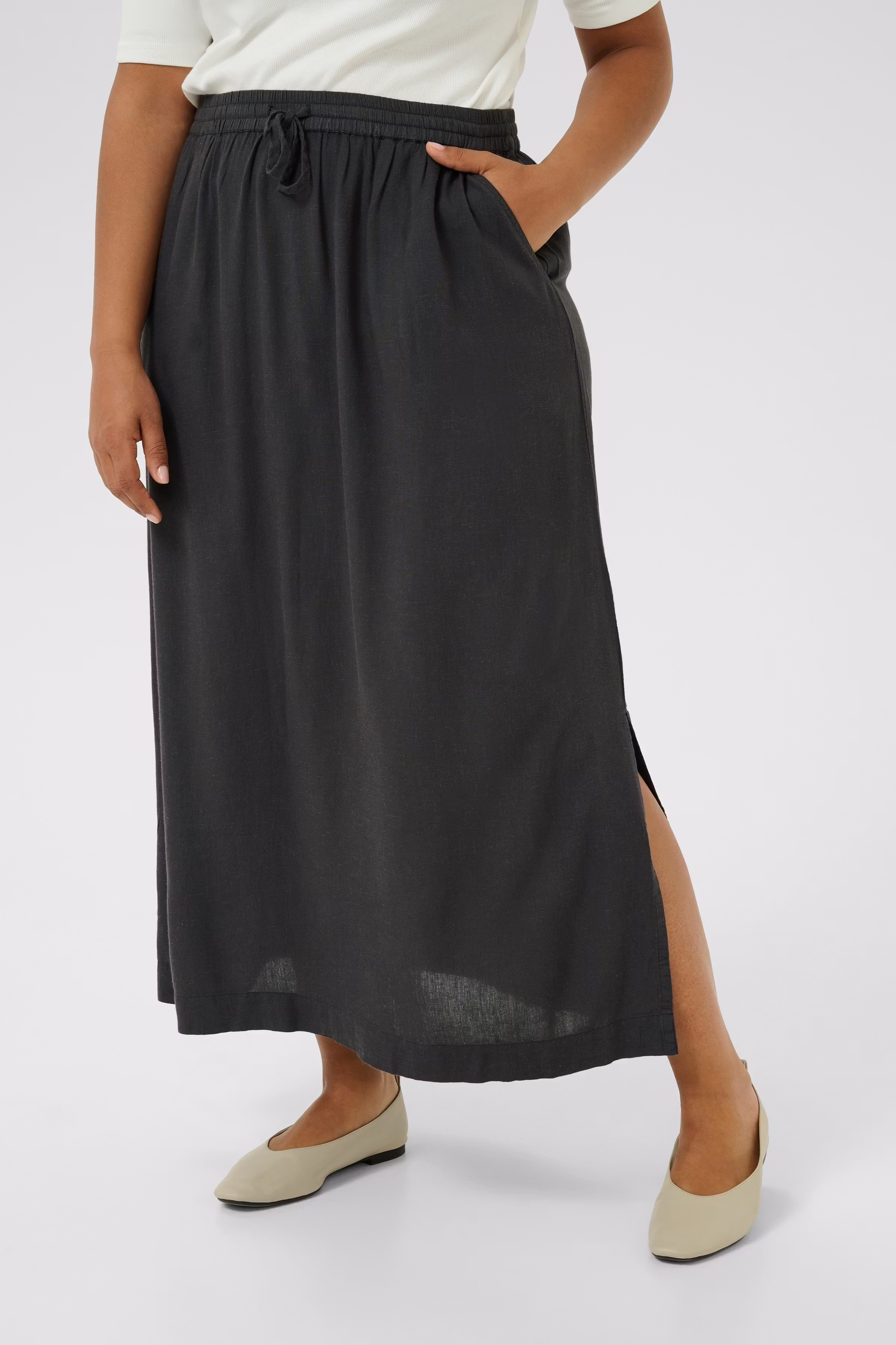 KCmille Linne Kjol LOOKBOOK FRONT 10583100-190205