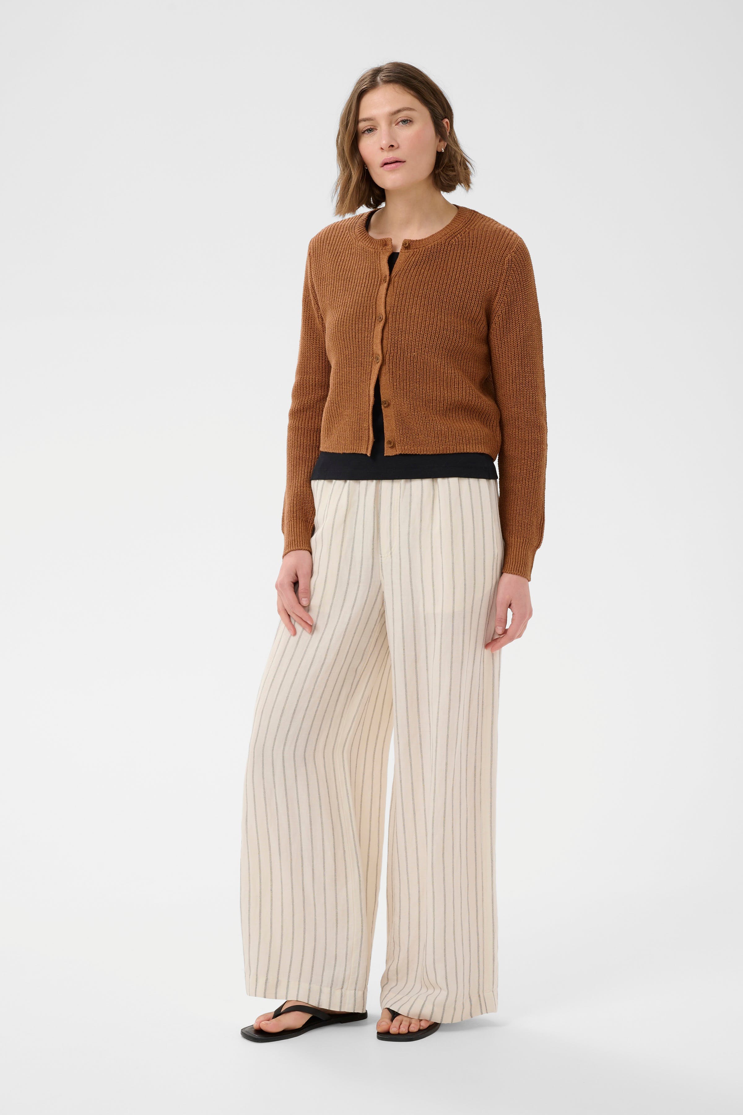 GigiaPW Leinenmischung Cardigan LOOKBOOK FRONT 30309579-171142