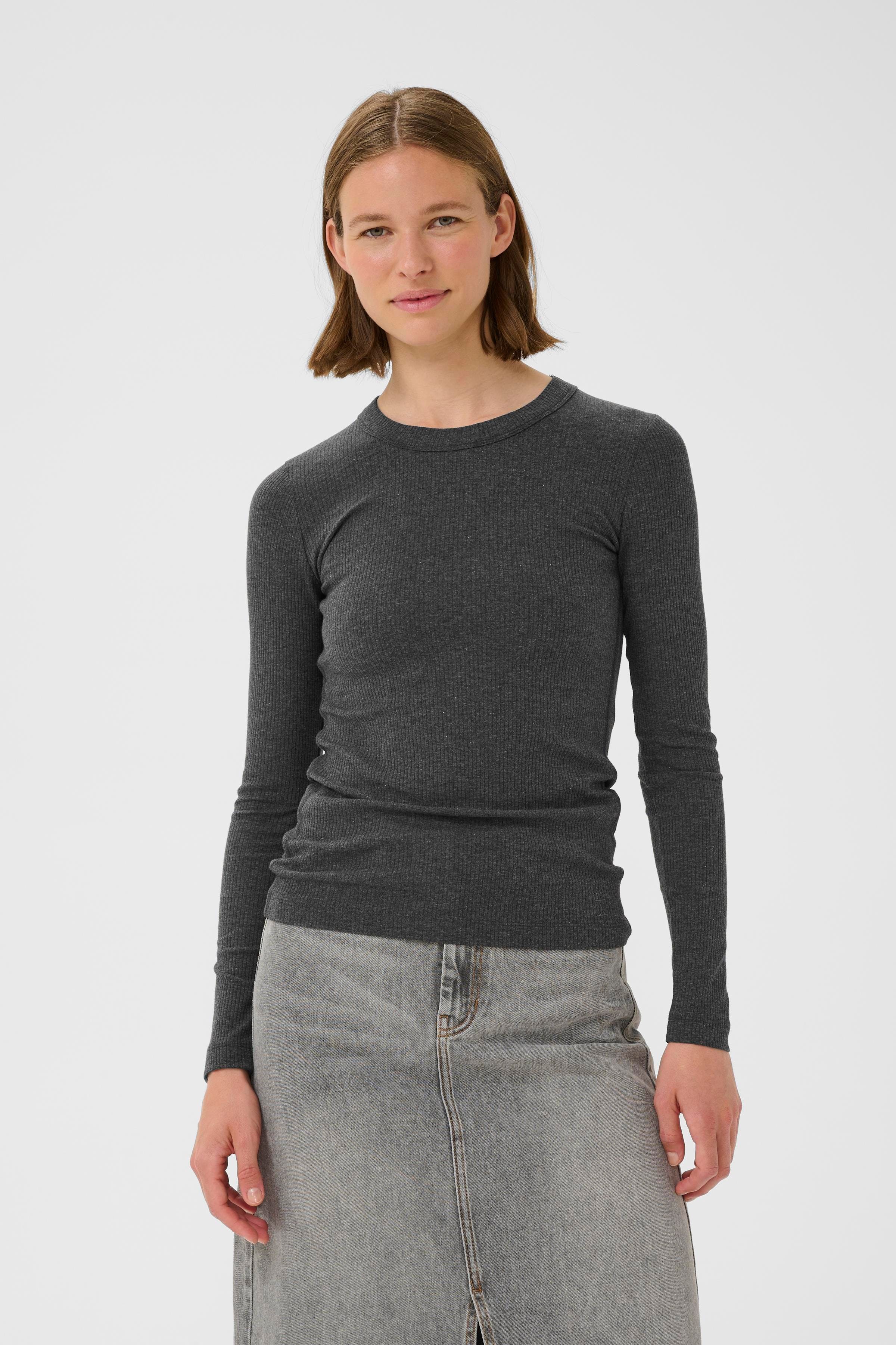 DagnaIW Melange lang mouw T-shirt LOOKBOOK FRONT 30106866-300596