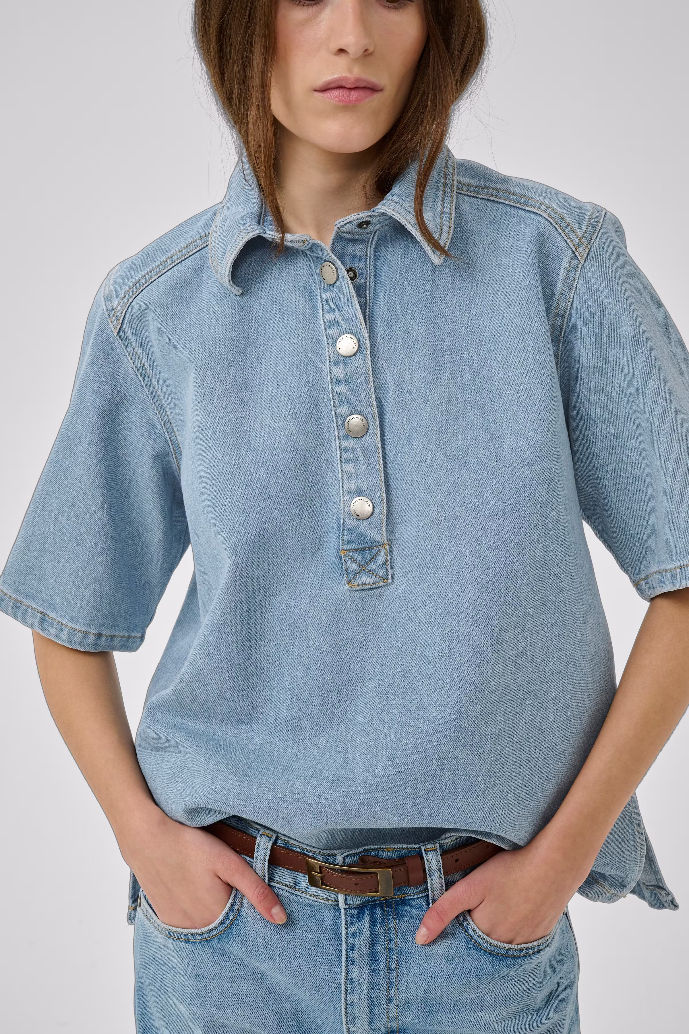 AbinaMW Denim poloshirt LOOKBOOK DETAIL 10704772-100045