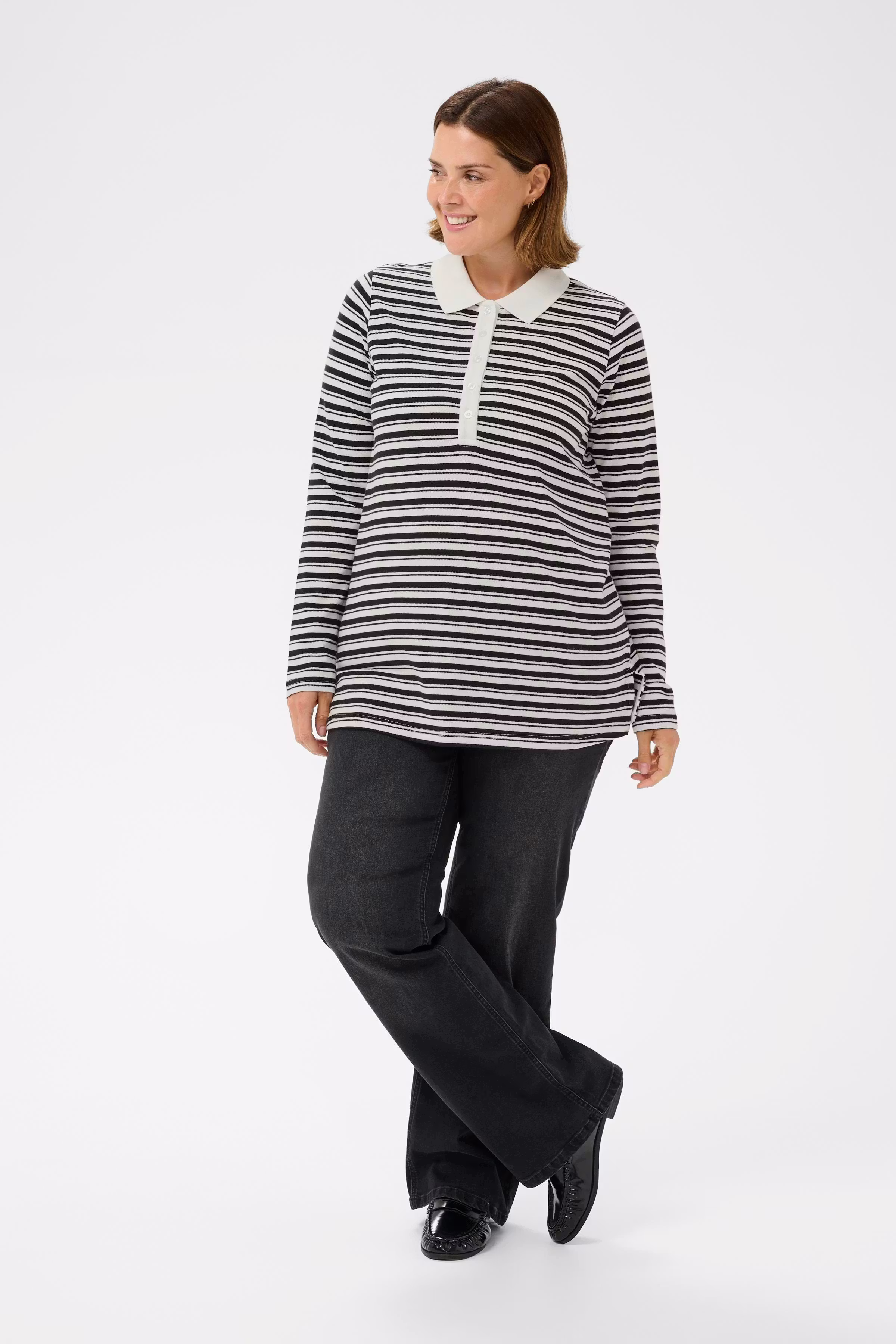 KCmiana Stribet Langærmet Polo LOOKBOOK FRONT 10583934-108951