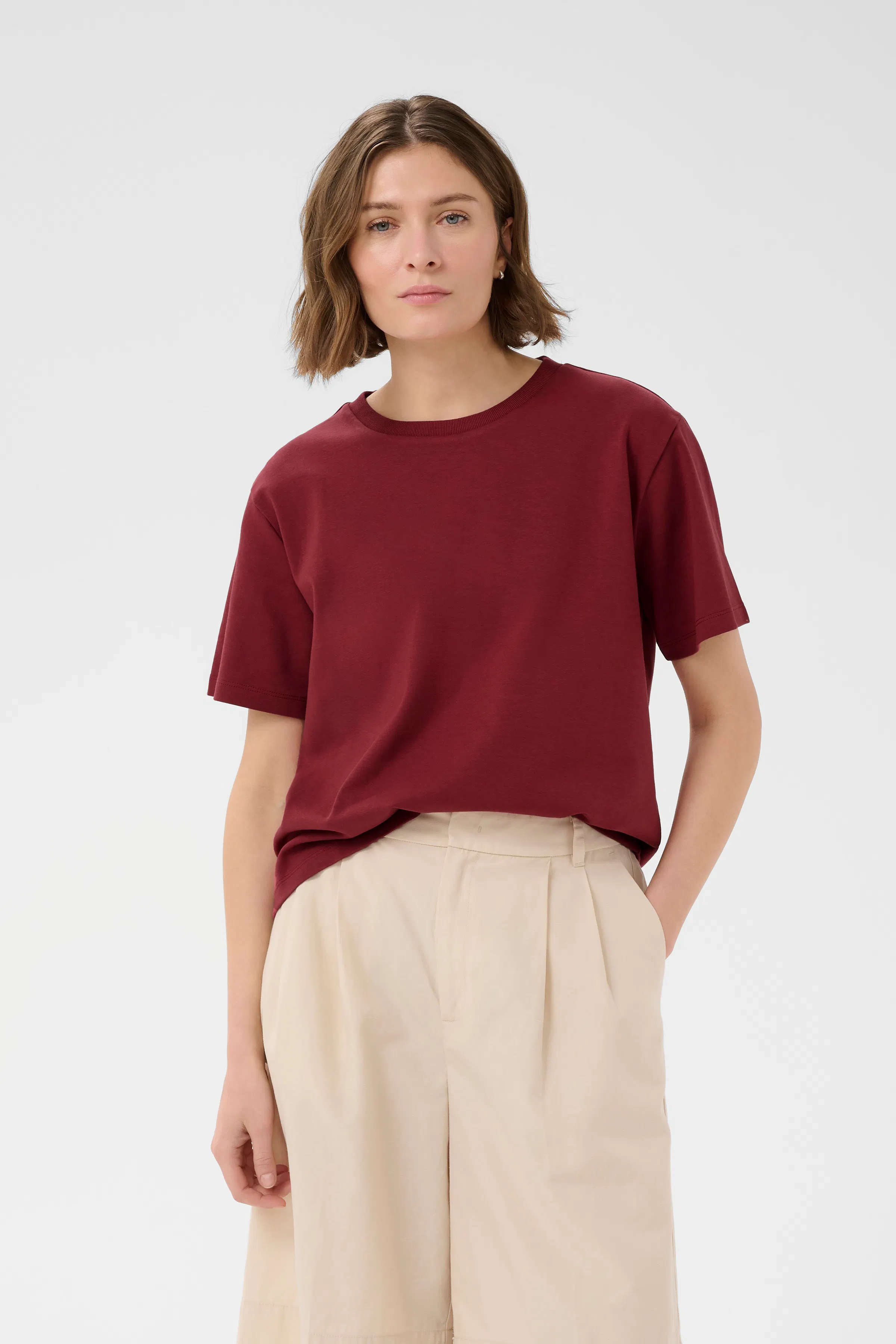 RatanaPW T-shirt in burnt russet / red cotton