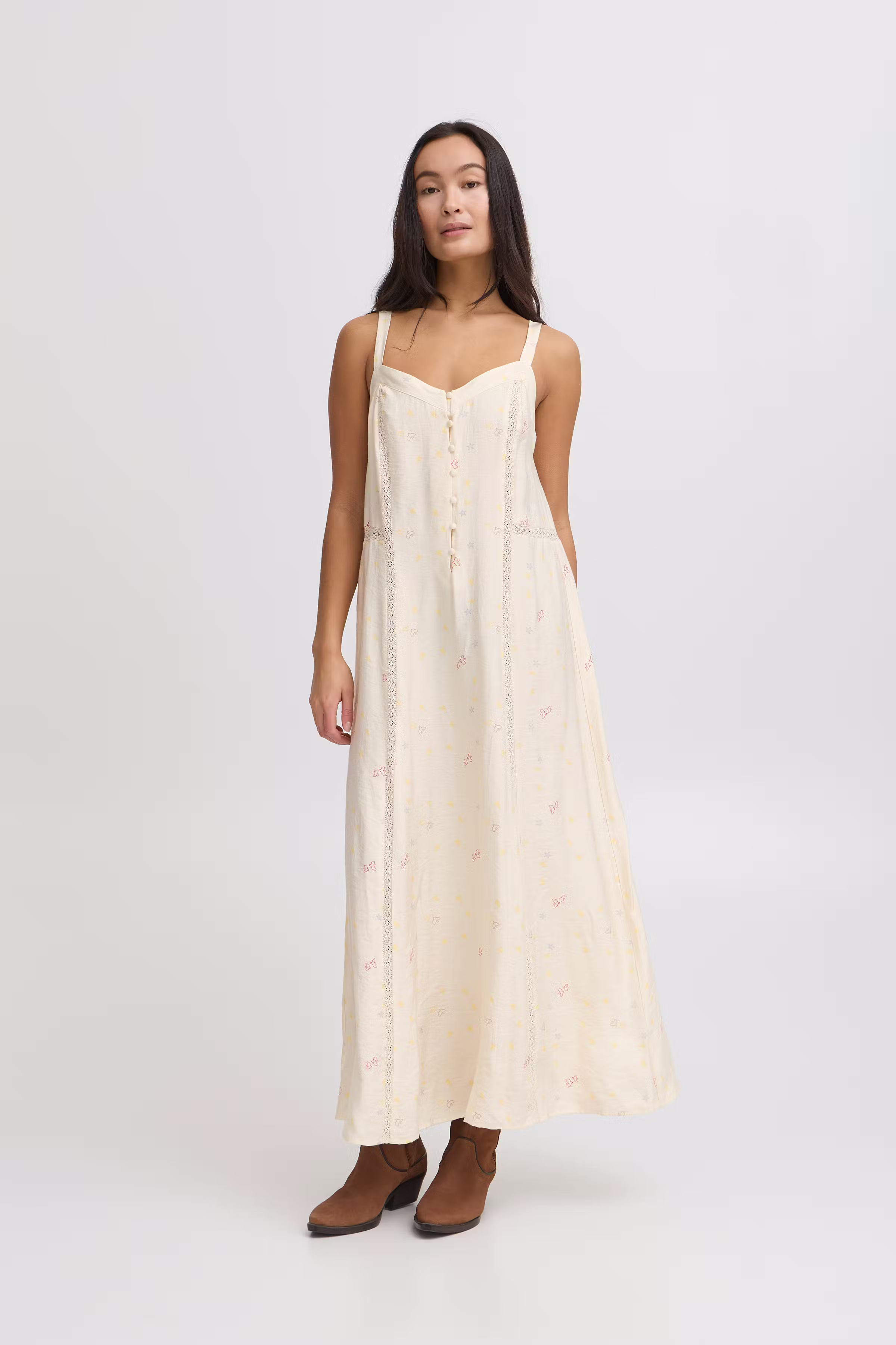 IHCALLY Denim dress in washed med. blue cotton | ICHI