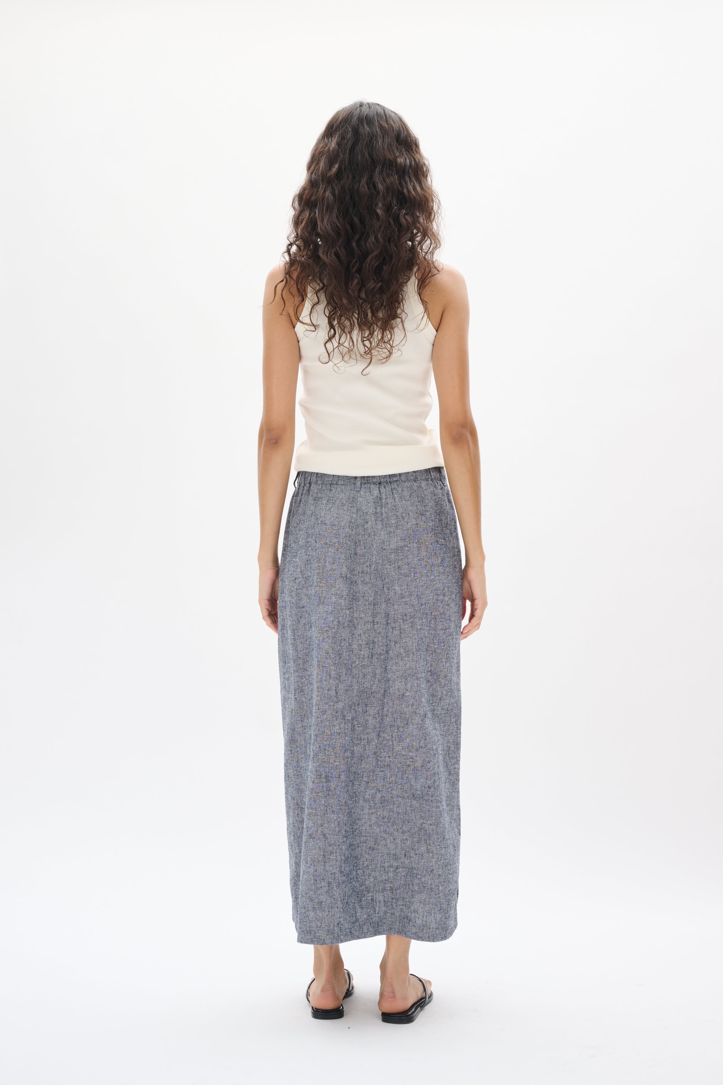 RimoneIW Linen Skirt LOOKBOOK BACK 30110364-302004