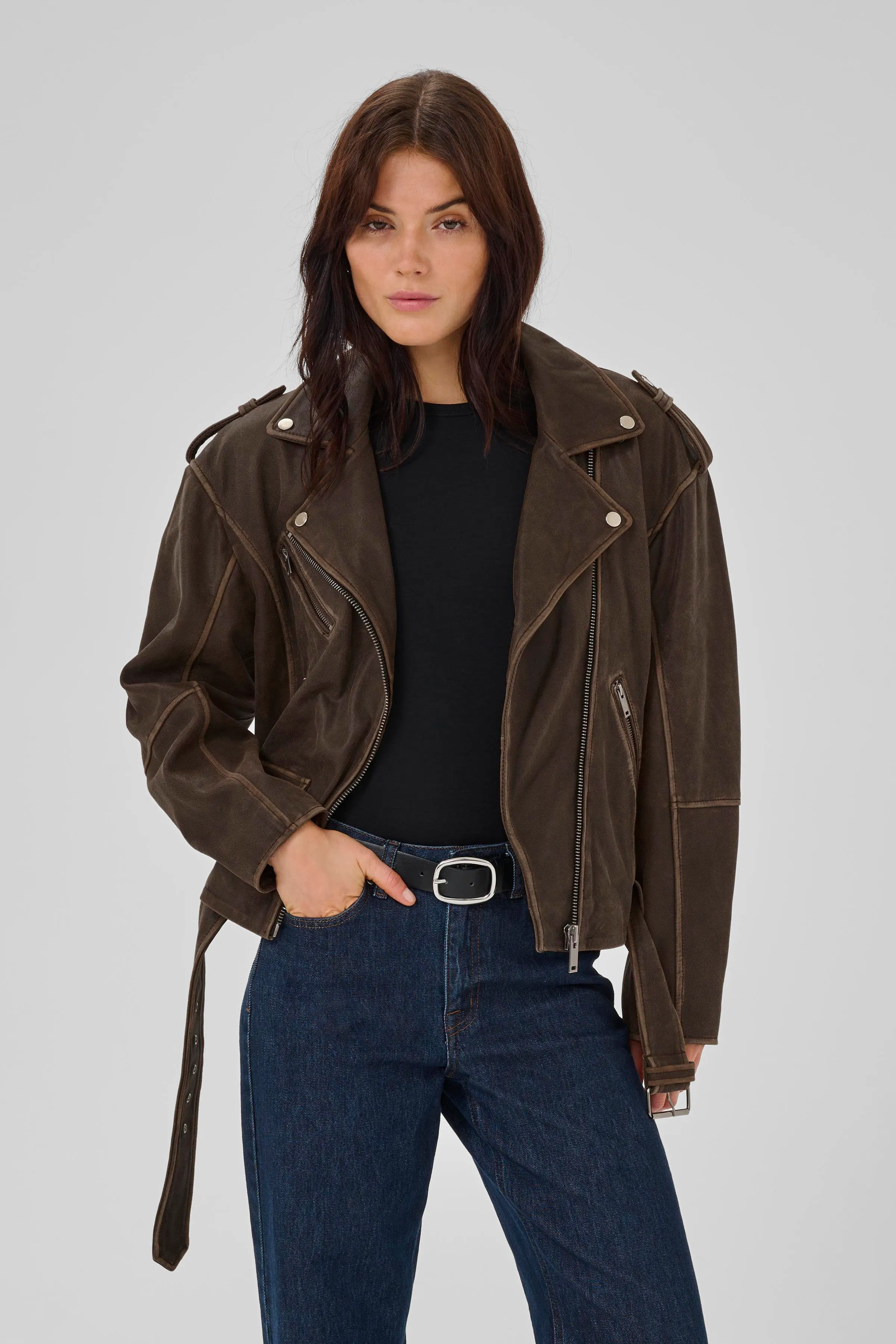 JackieMW Leather jacket in black lamb leather