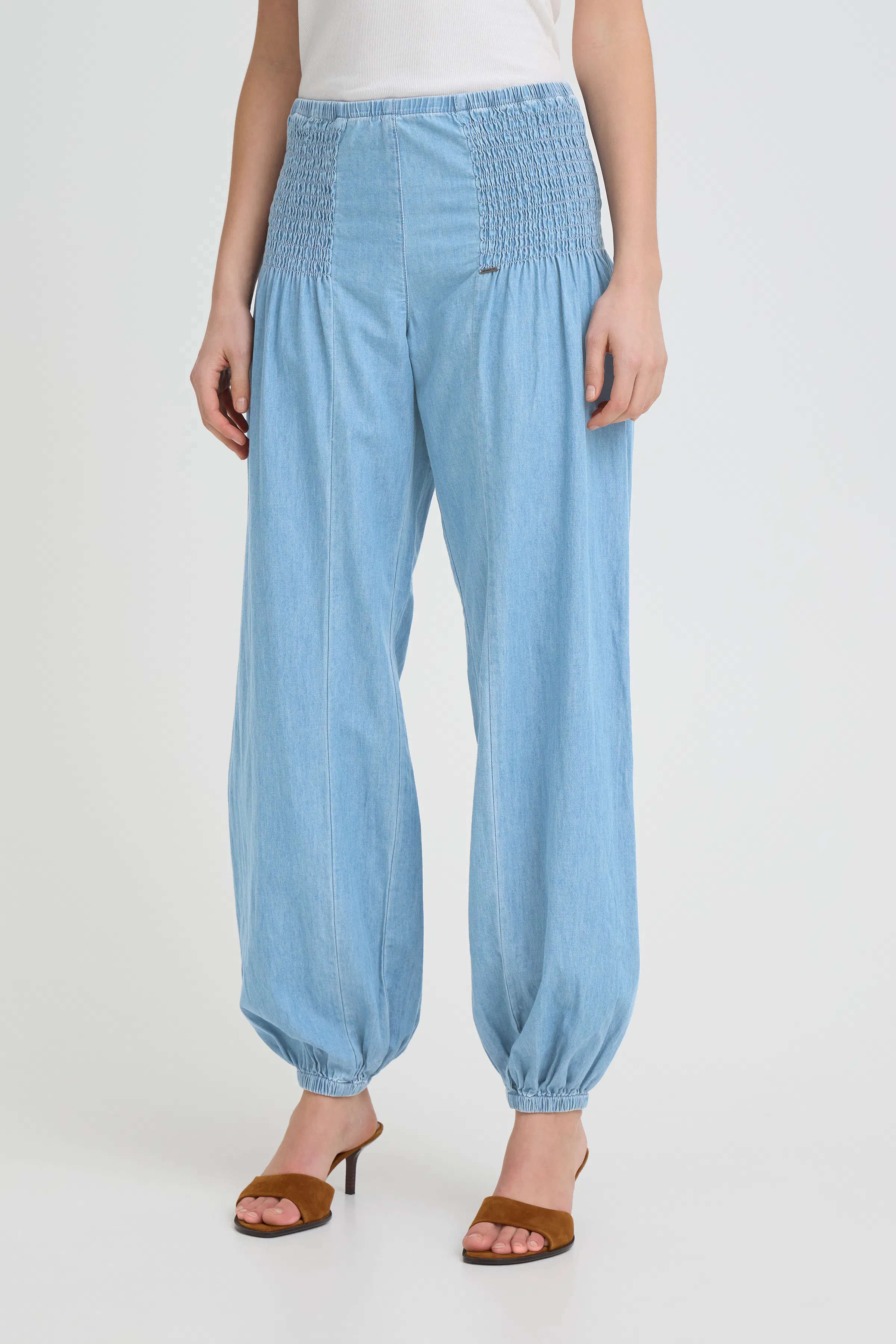 貴重　salsation Polso Pants light blue XL PZJILL Wide Trousers in light blue denim cotton | Pulz Jeans