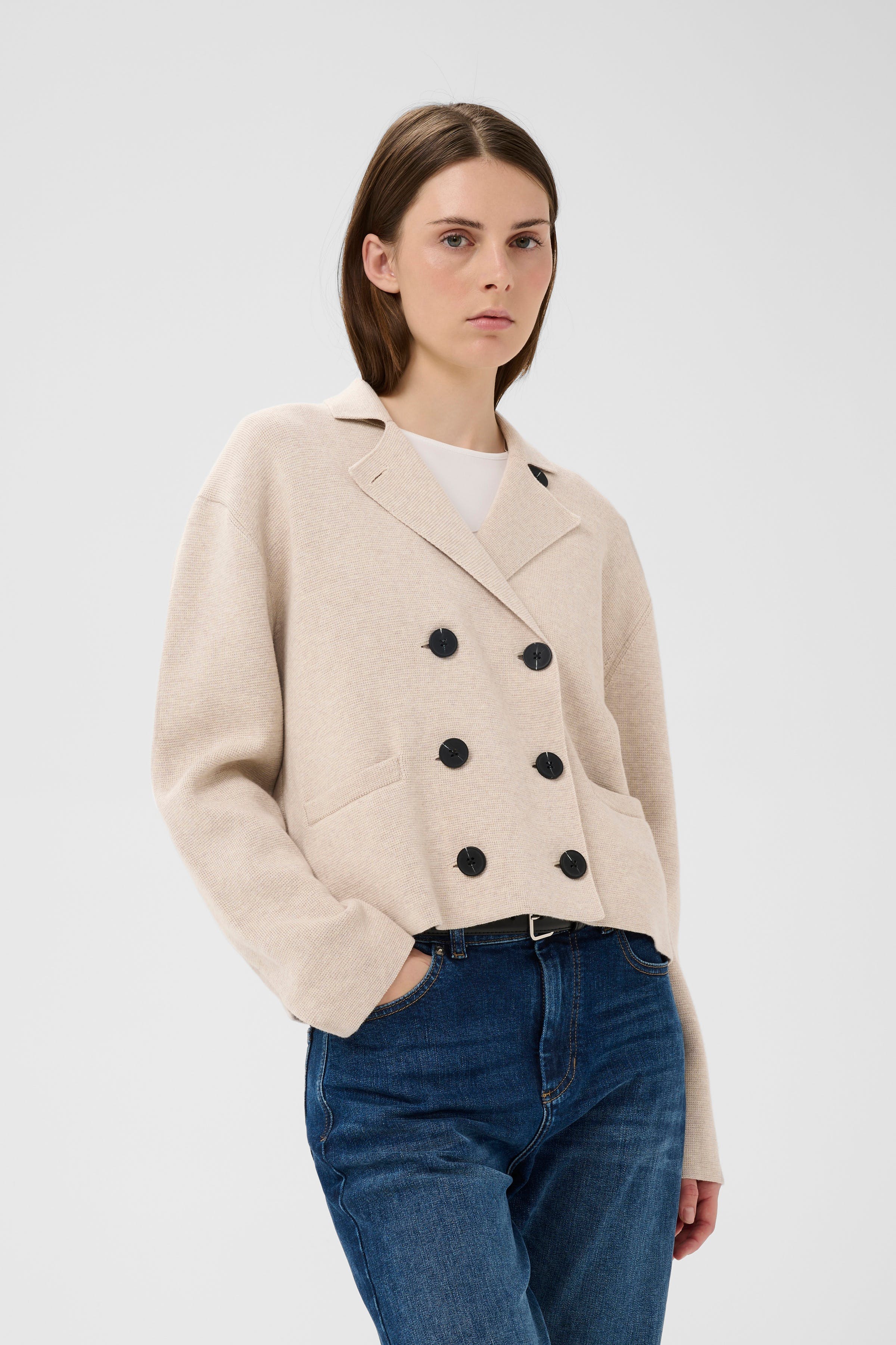 KayllaIW Cardigan in haze melange / nature cotton