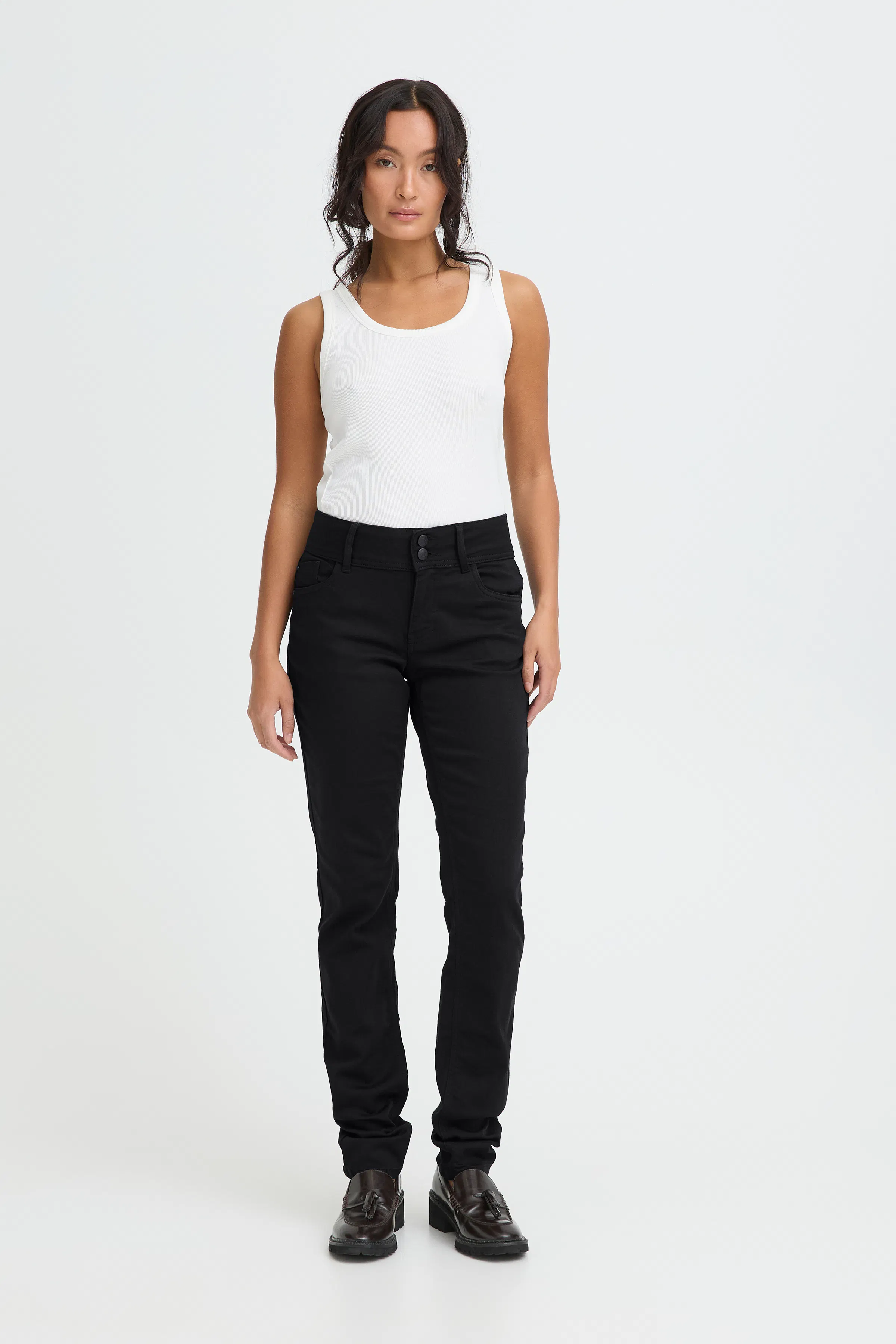 PZSUZY HW Curved Jeans Skinny leg in un-washed denim / blue cotton