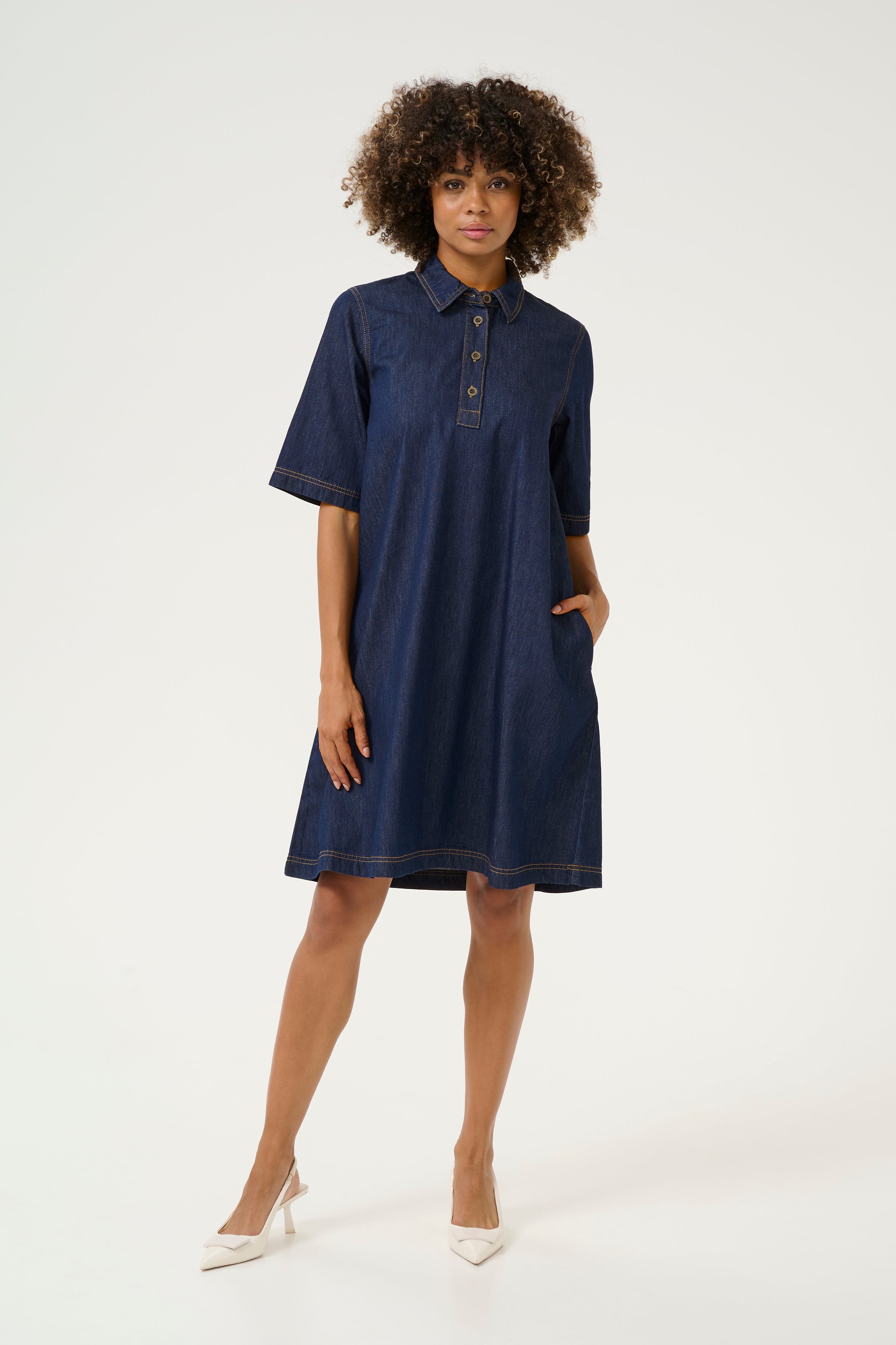 NuriaPW Denim Dress in medium blue denim cotton | Companys