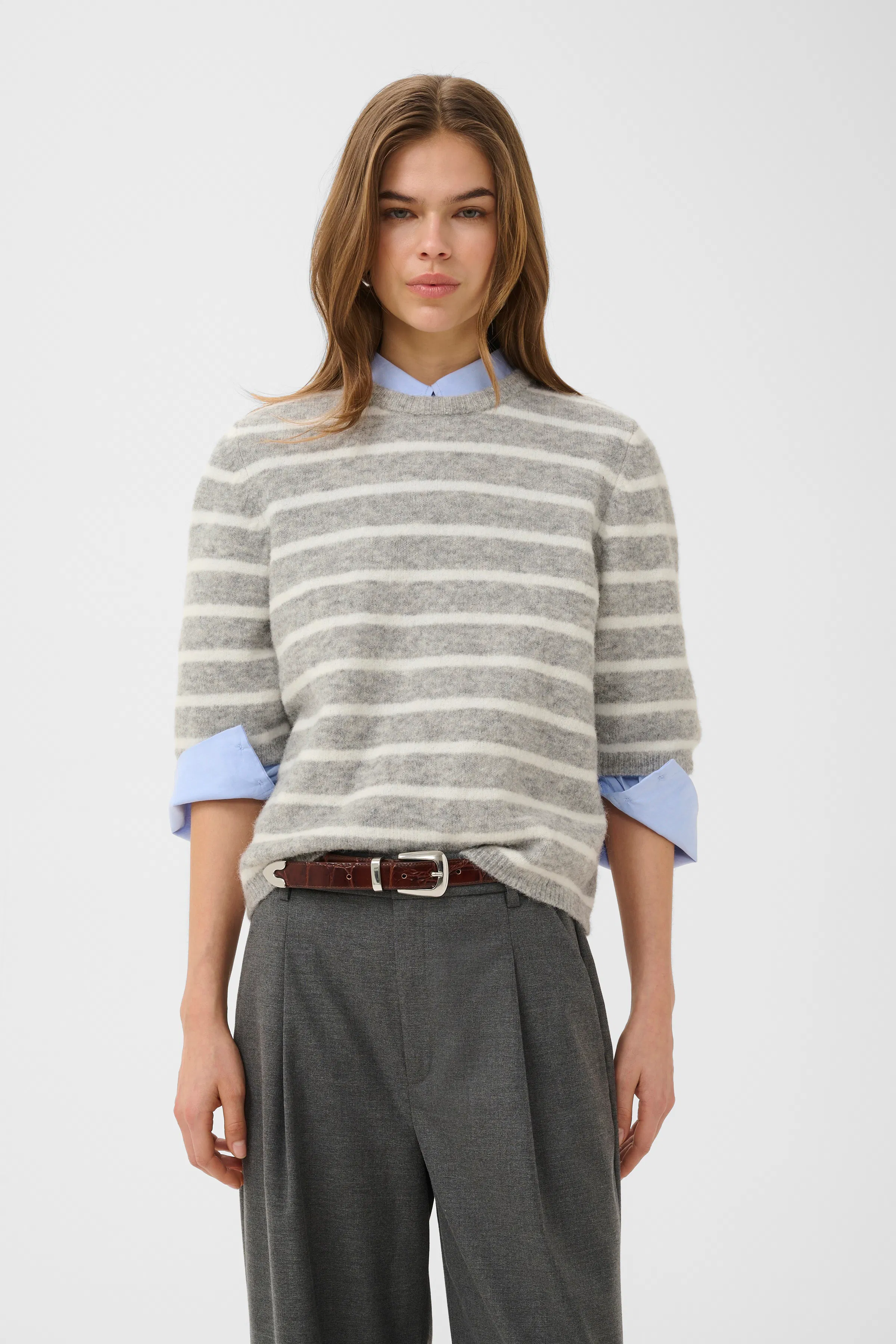 figlondon パフニット GZalpha Cardigan in black ivory striped / multi color colour