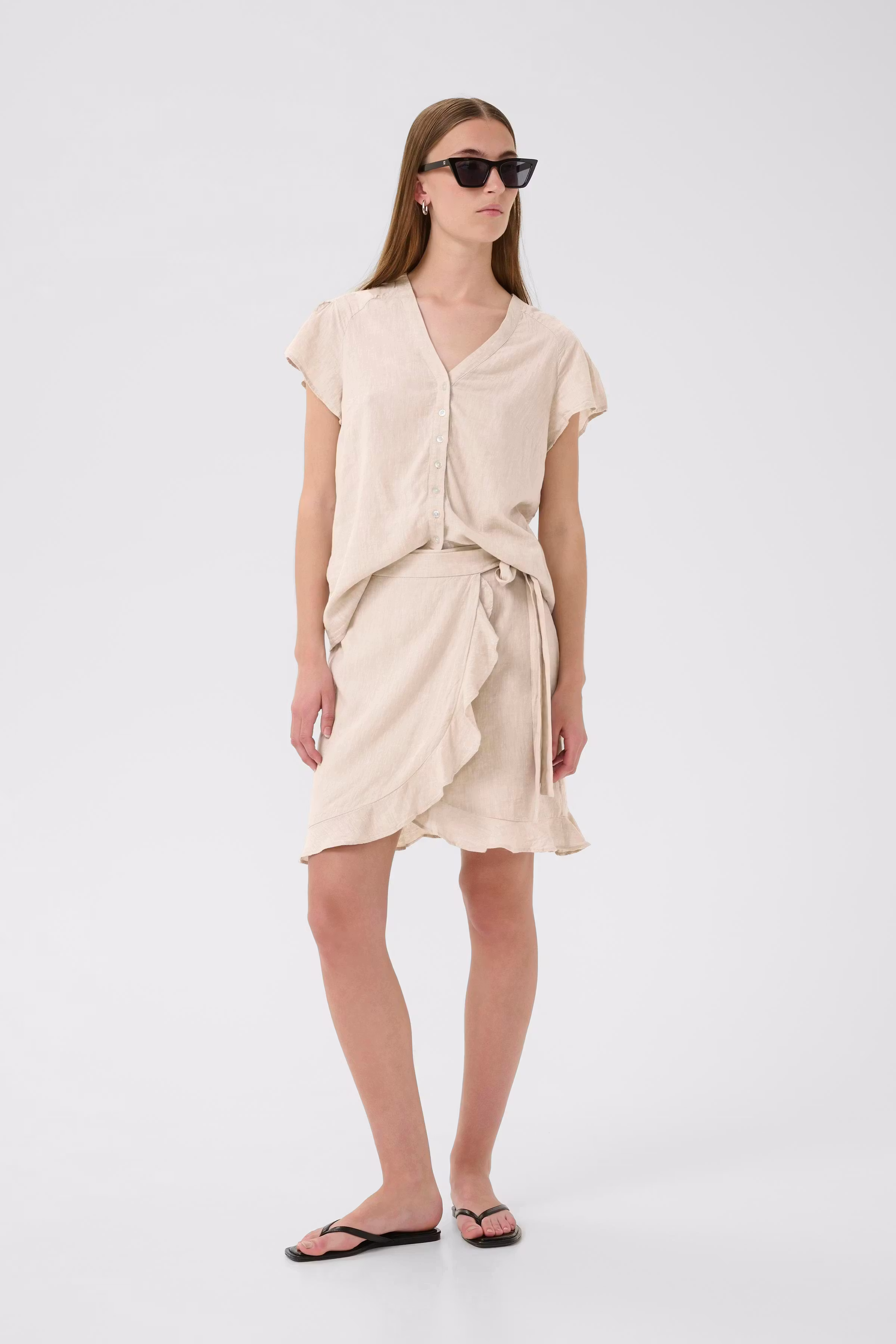 FaridaIW Linen Skirt LOOKBOOK FRONT 30110440-1304031