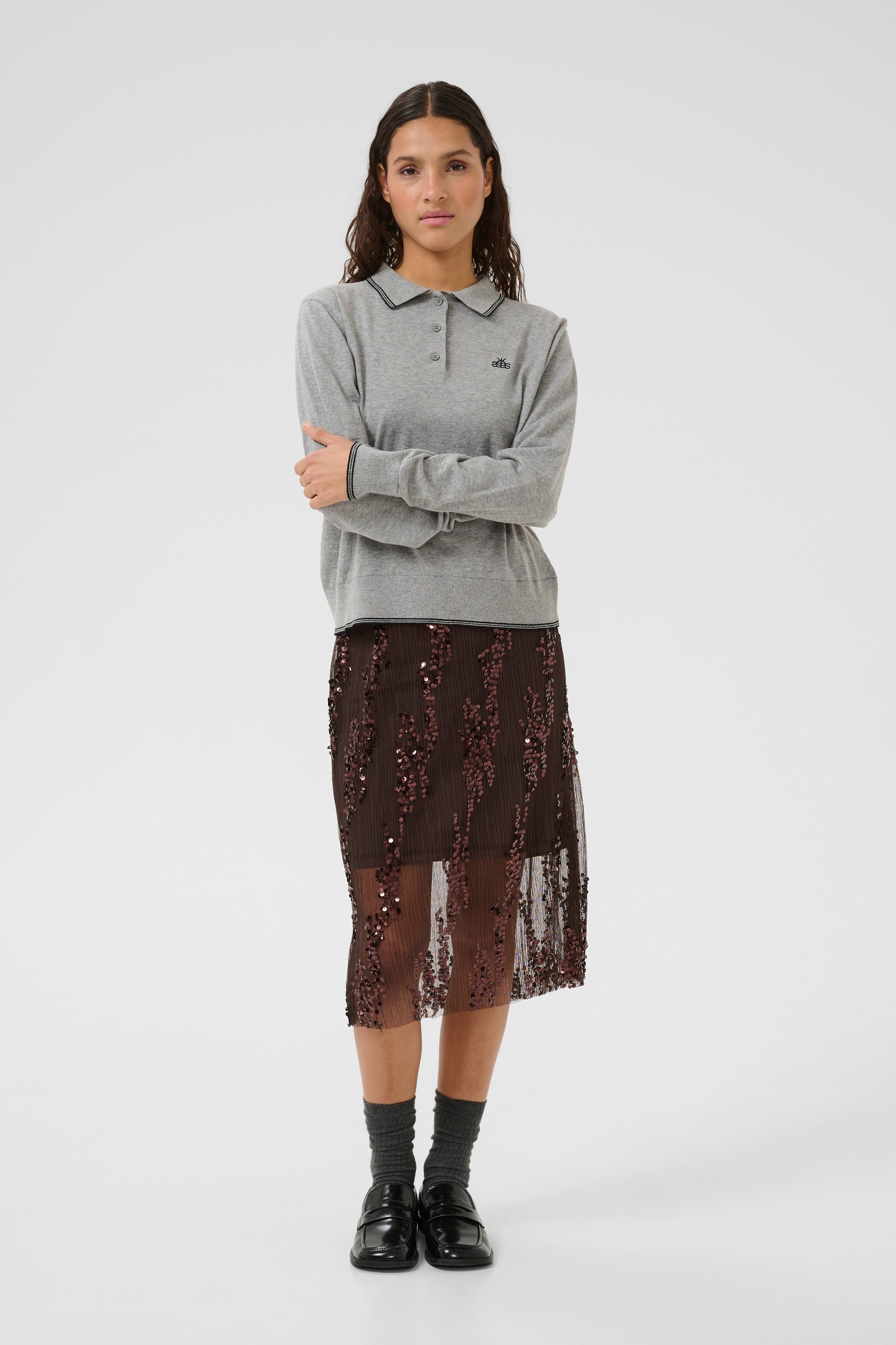 KBZabrina Stickad pikétröja LOOKBOOK FRONT 10105682-1638011