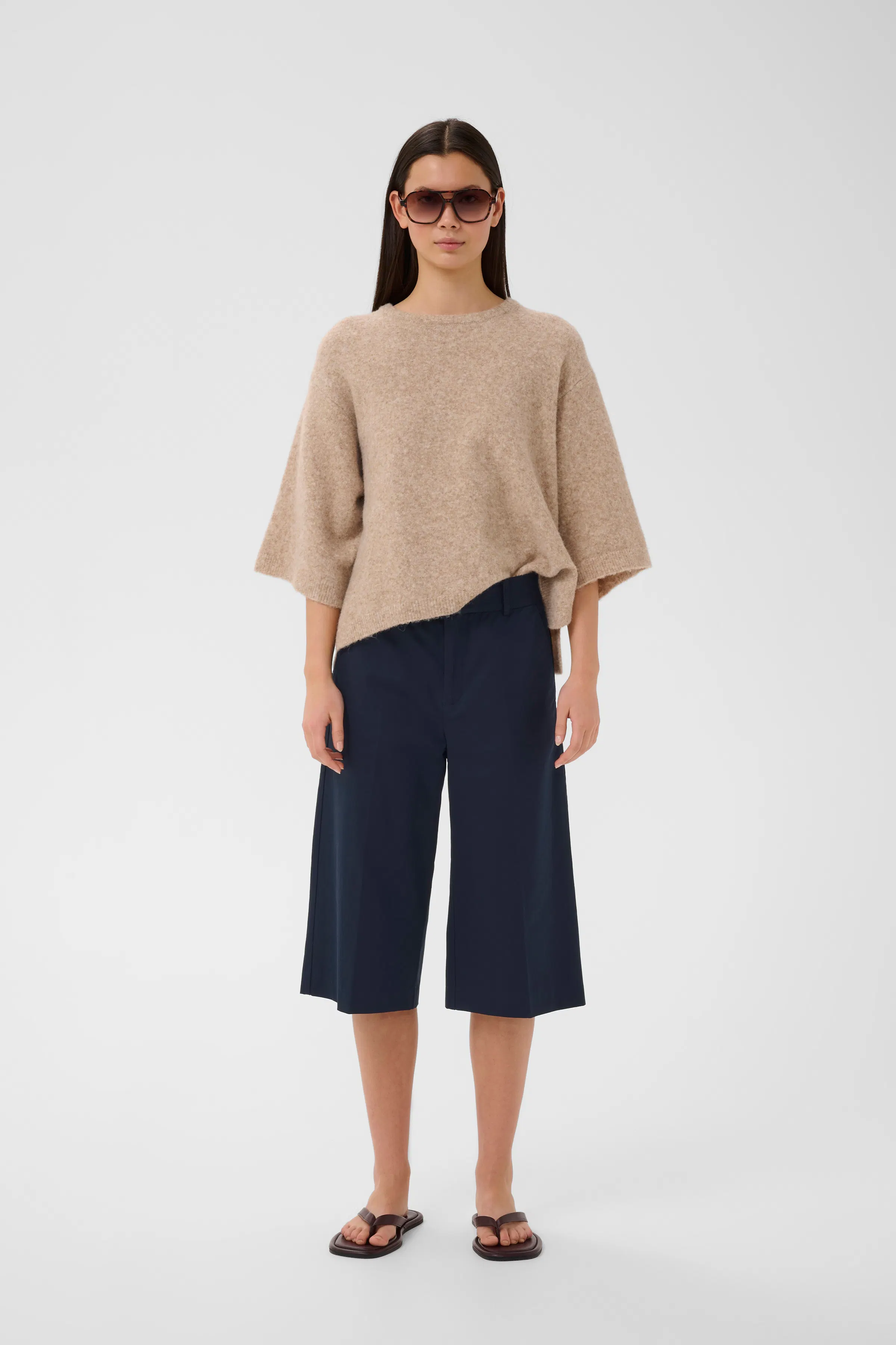 DIAZIW Culotte Trousers / Shorts in midnight magic / blue cotton