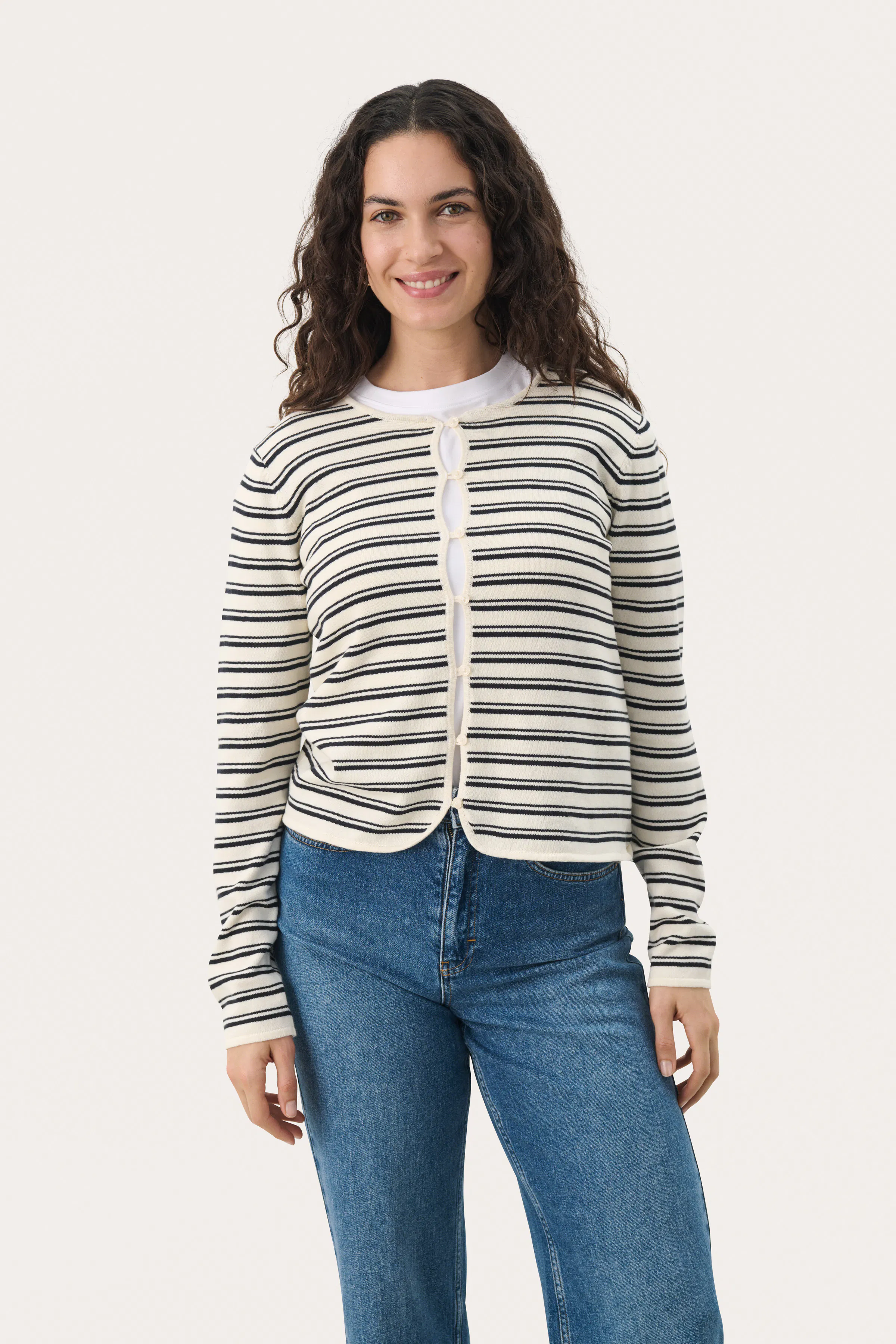 PakizePW Cardigan in mars red stripe colour