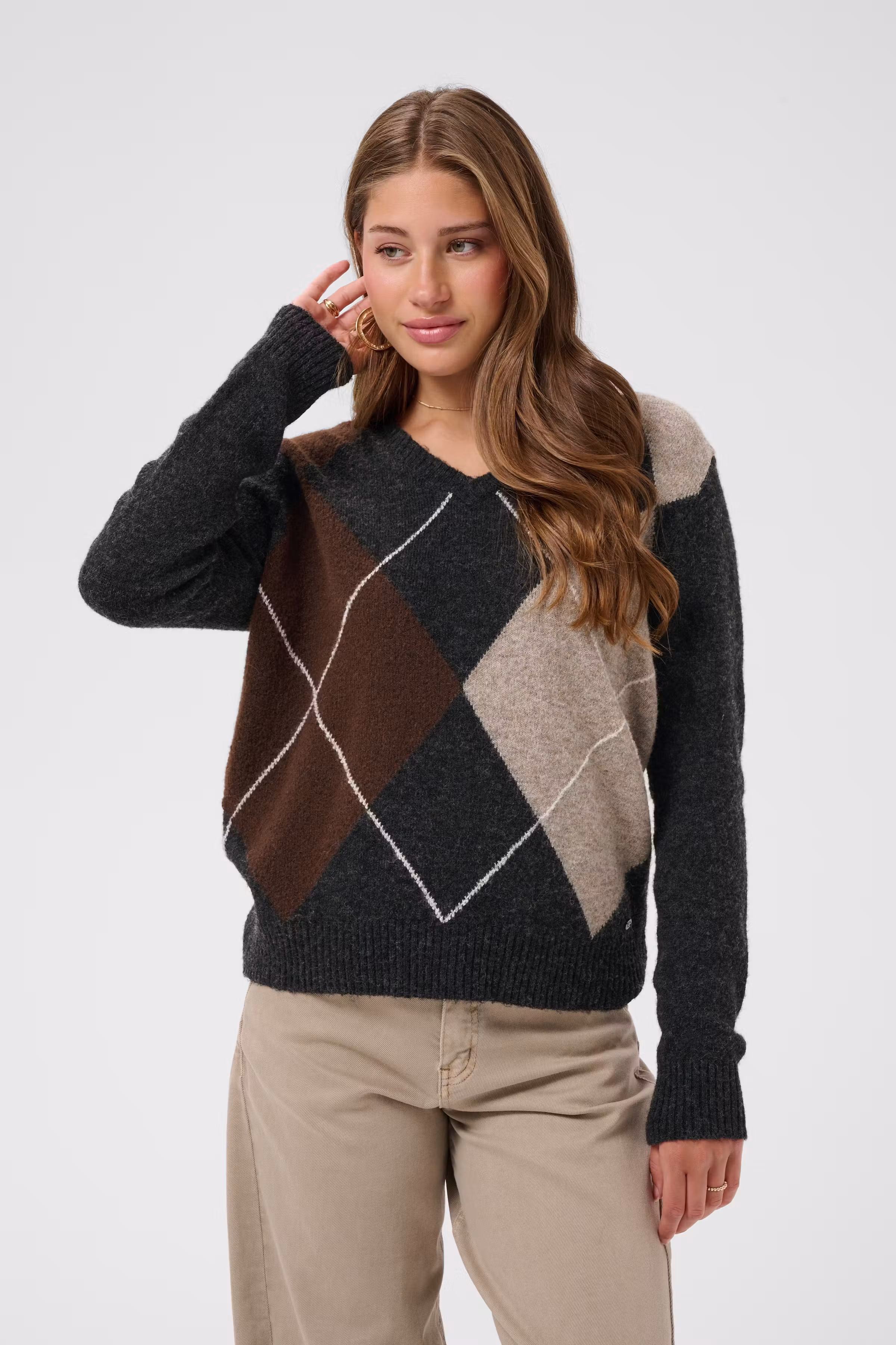 CRHope Argyle striktrøje LOOKBOOK FRONT 10615298-100120