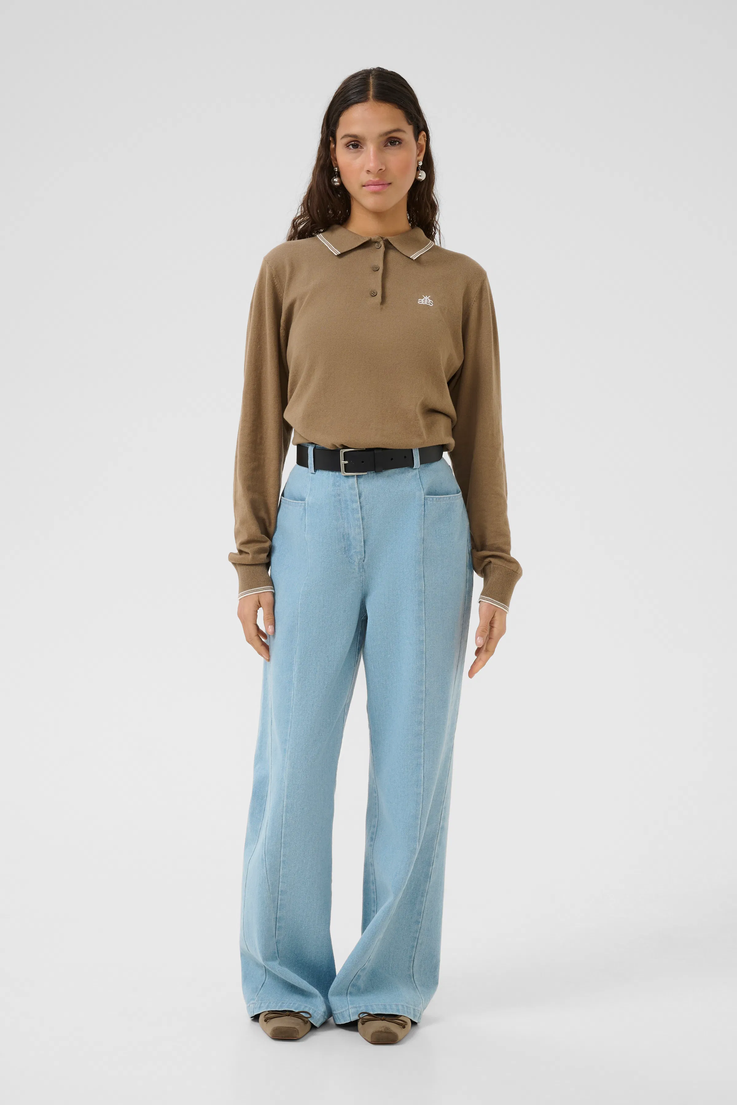 KBZabrina Stickad pikétröja LOOKBOOK FRONT 10105682-181017