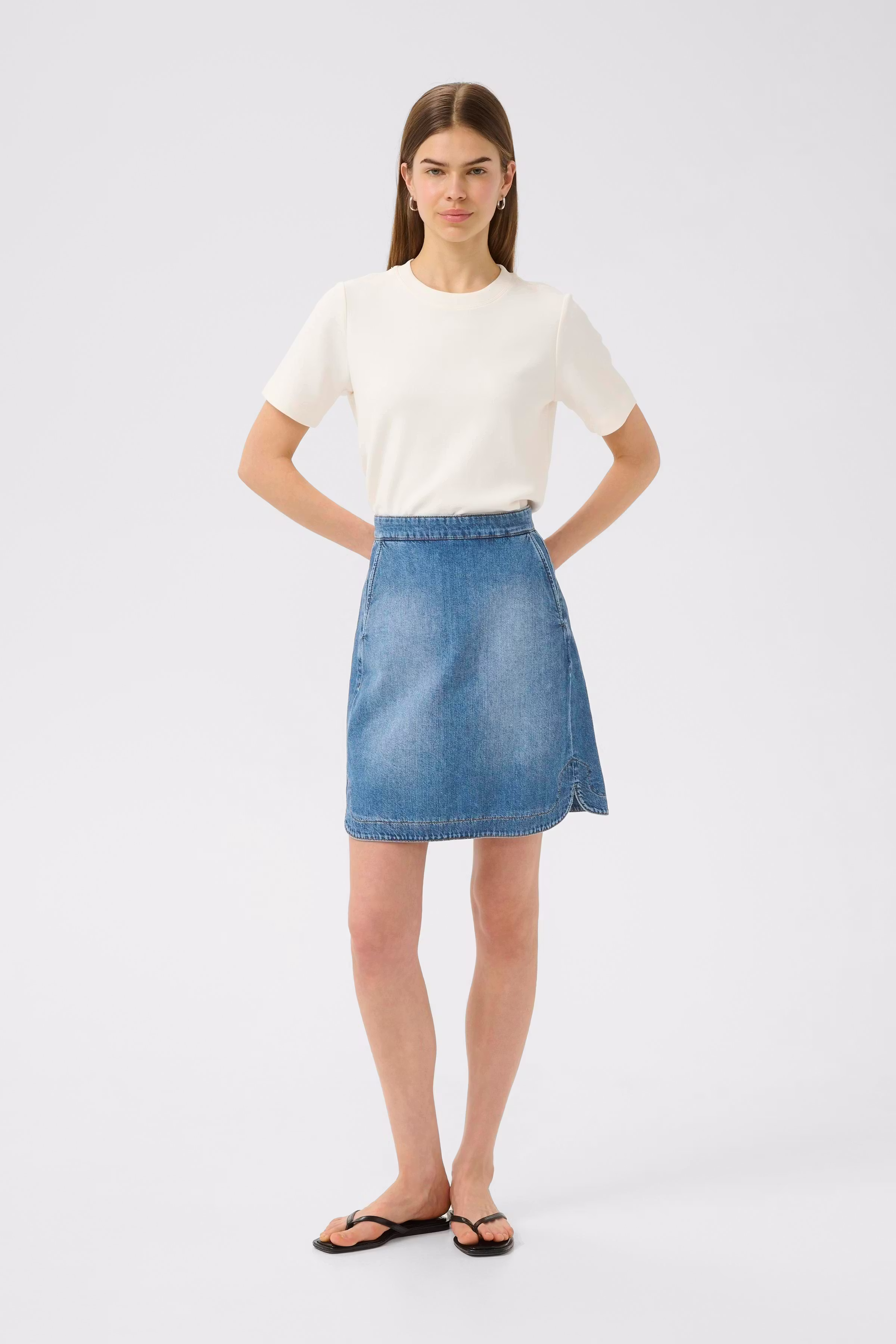 BilaIW denim Kjol LOOKBOOK FRONT 30111081-301979