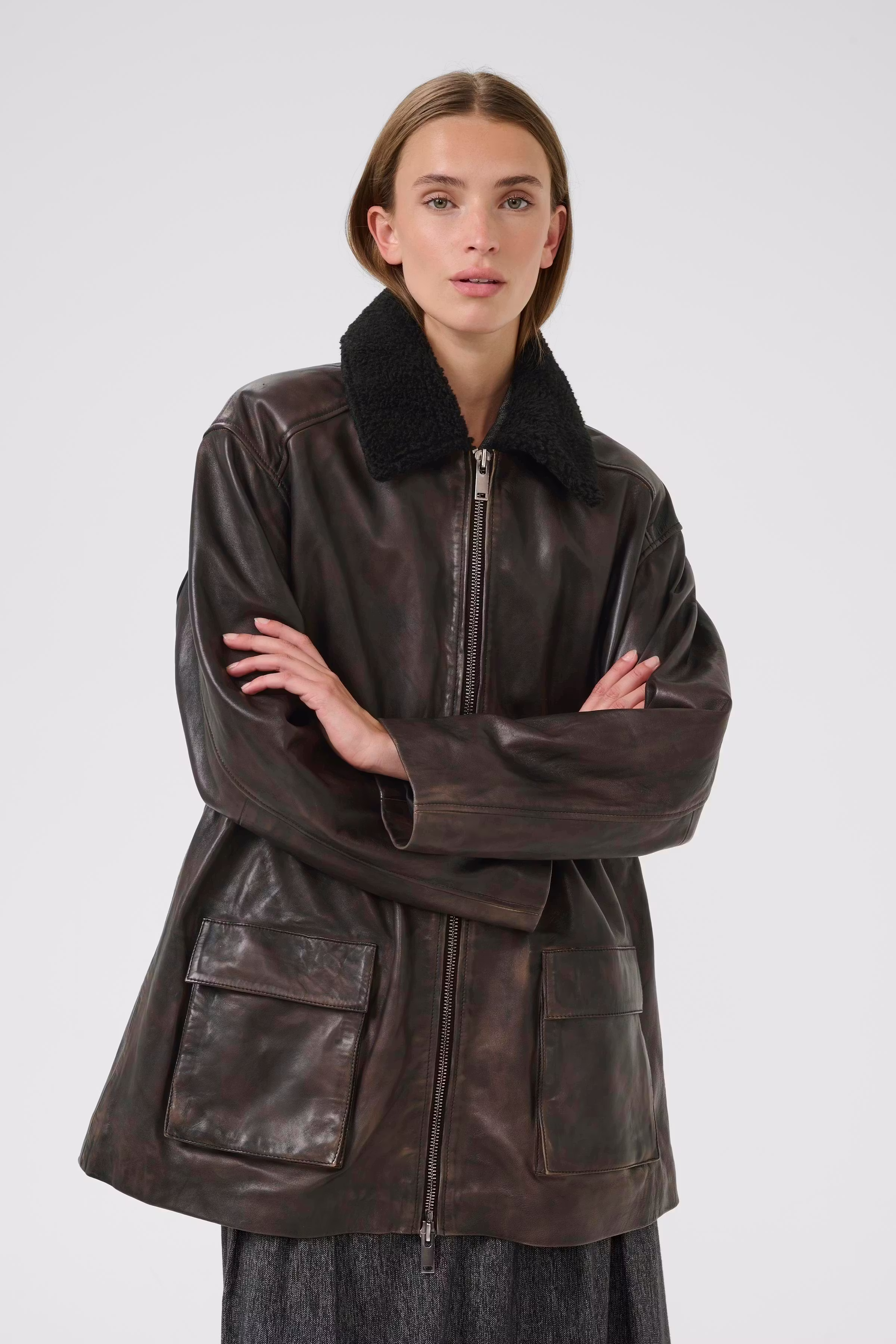 KBBrooklyn Leren jas LOOKBOOK FRONT 10105607-191015