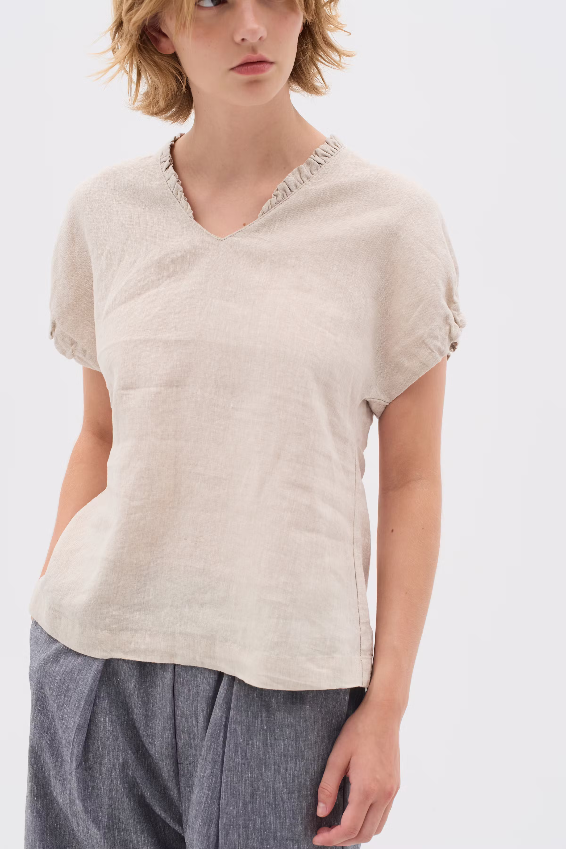 RigittaIW Hør Top LOOKBOOK FRONT 30110342-1304031