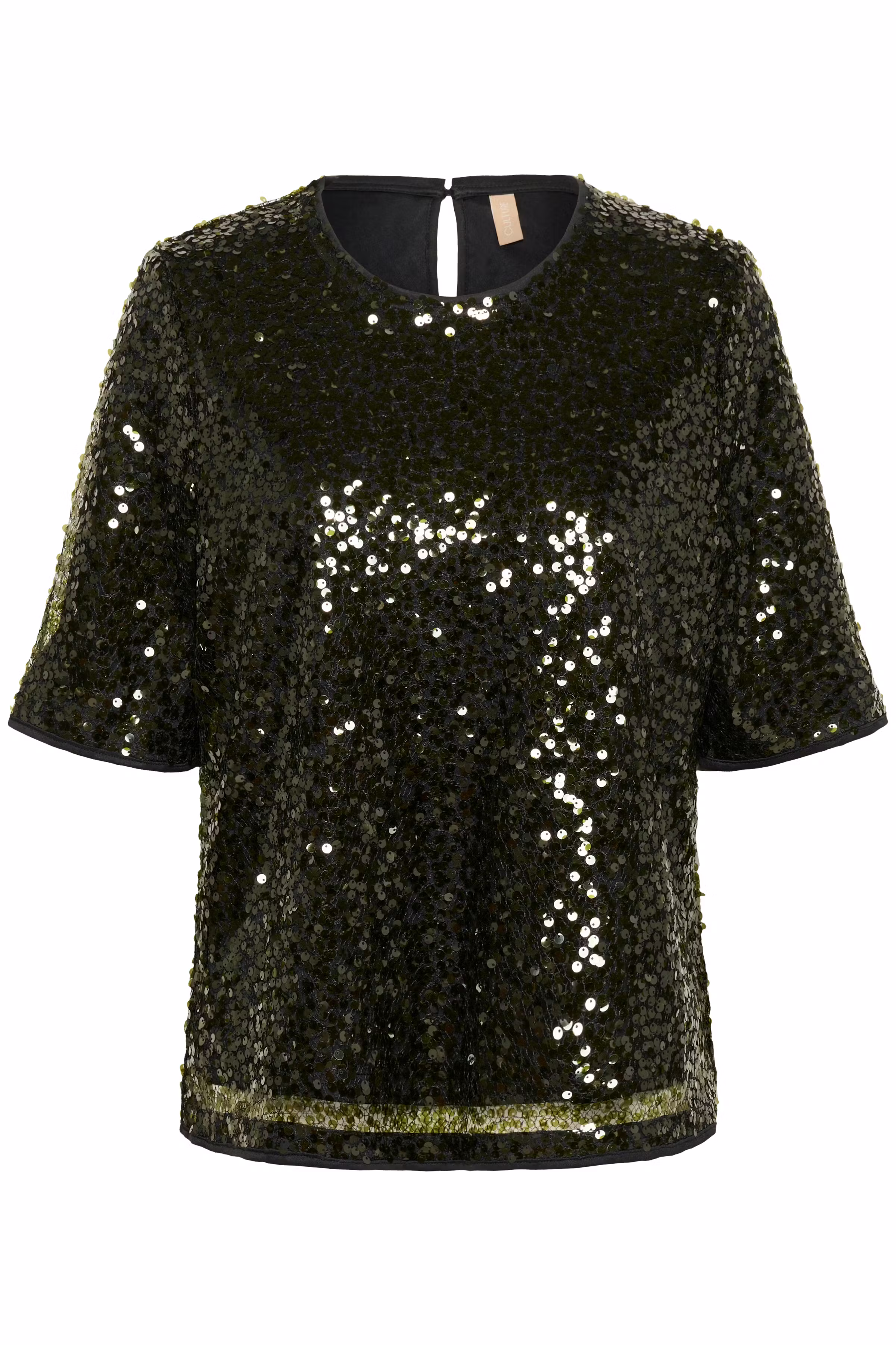 CUmelia Mörkgrön Paljettblus PACK FRONT 50112479-190515