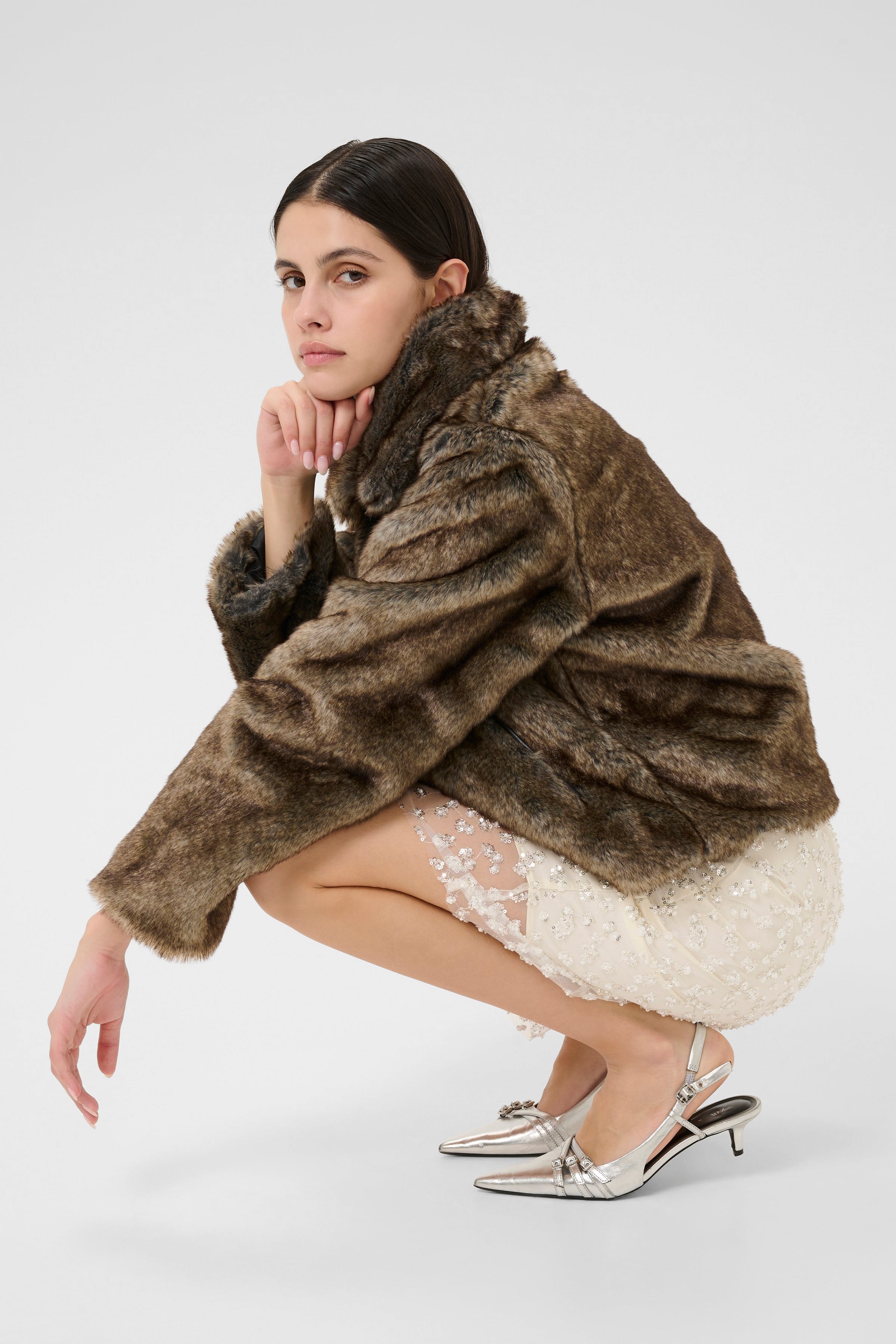 KBCarol Faux fur frakke LOOKBOOK FRONT 10105713-181304