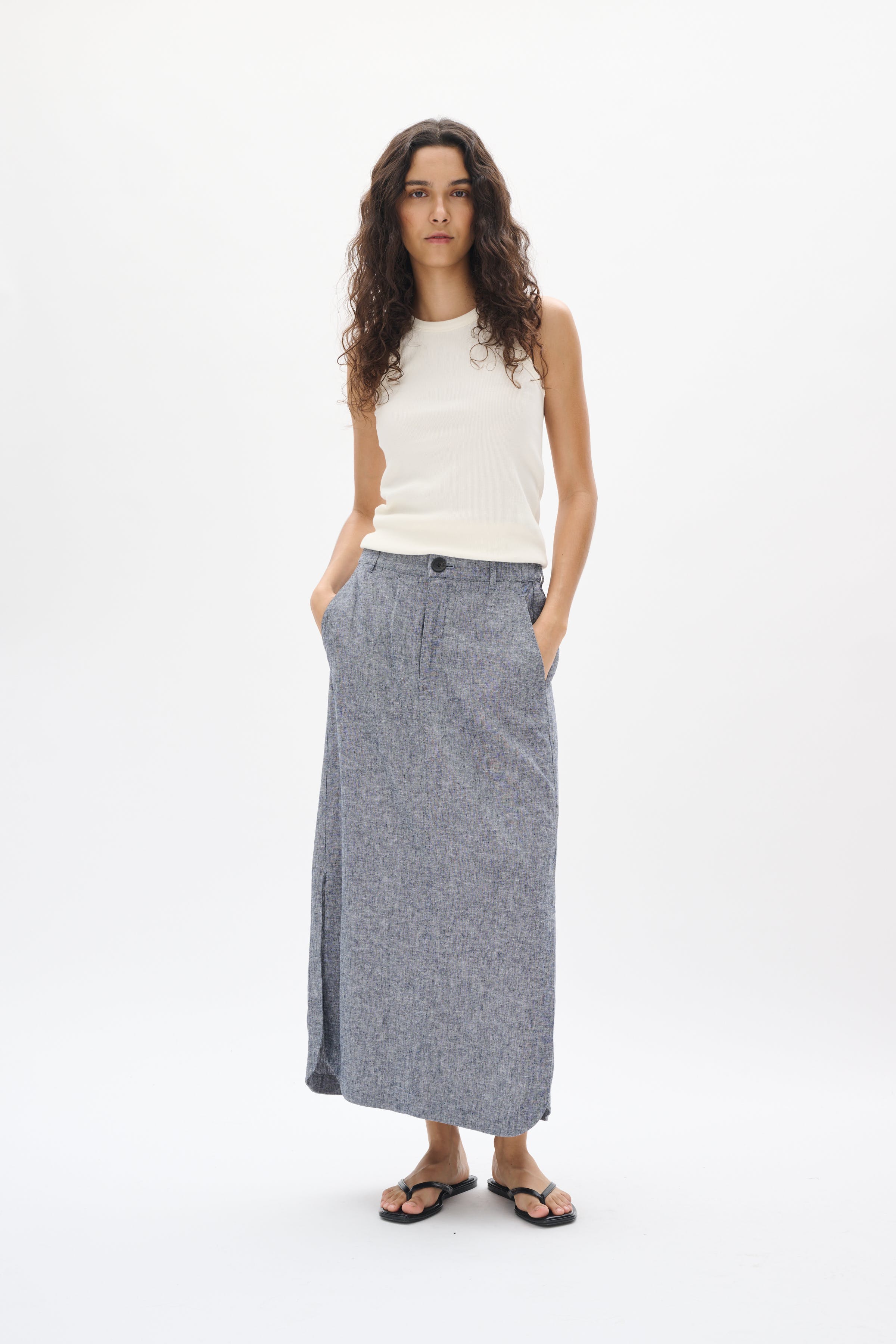 RimoneIW Linnen Rok LOOKBOOK FRONT 30110364-302004