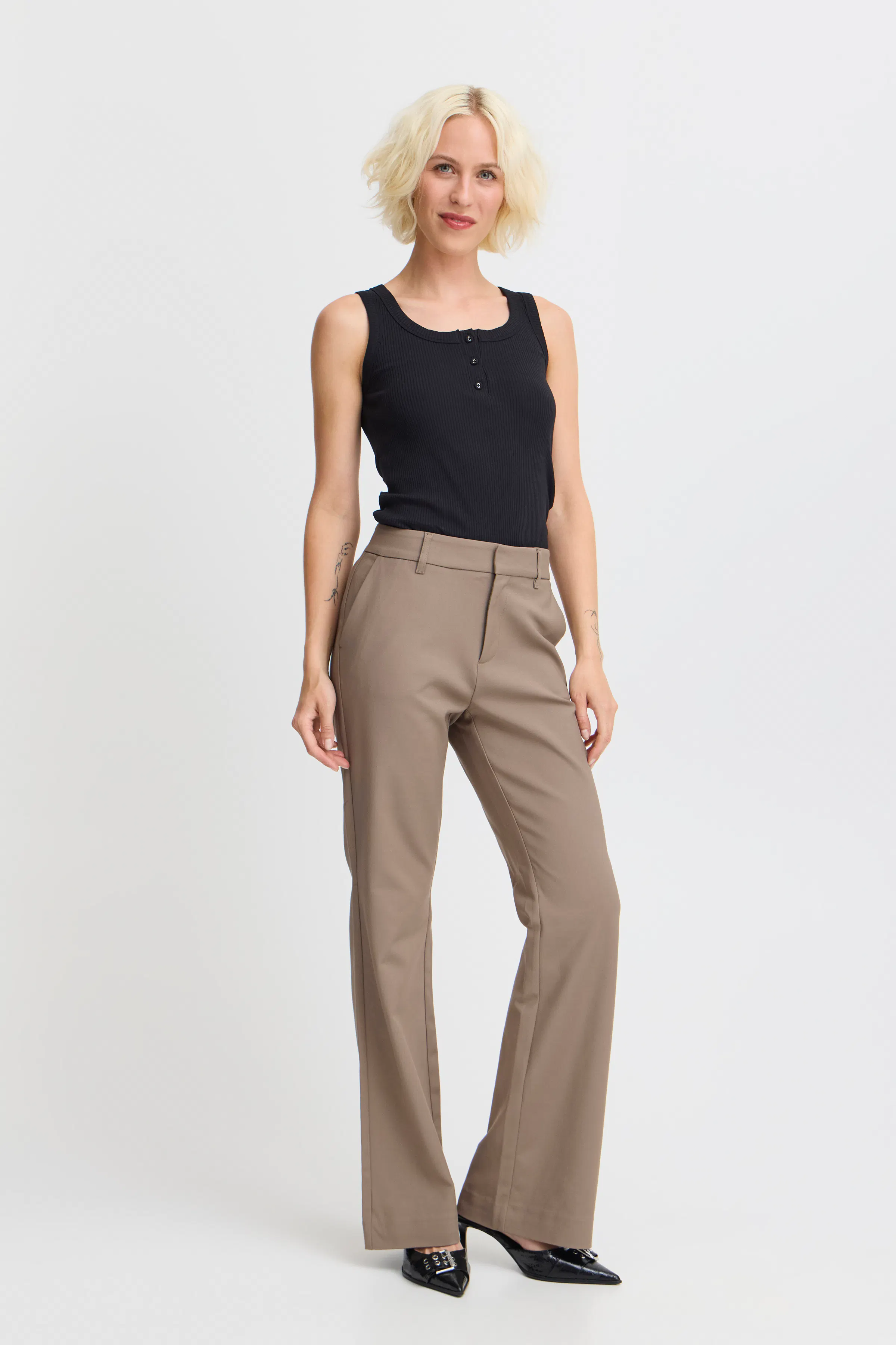PZBINDY High Waist Bootcut Leg Bukser LOOKBOOK FRONT 50207207-181112